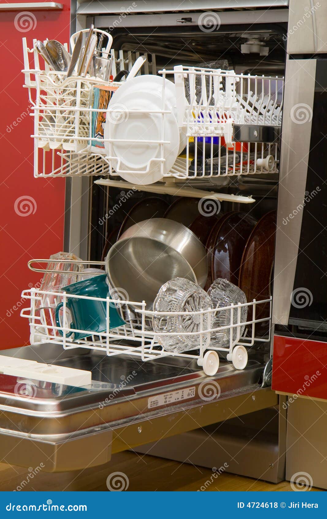 Open Dishwasher with Clean Dishes Stock Photo Image of plastic