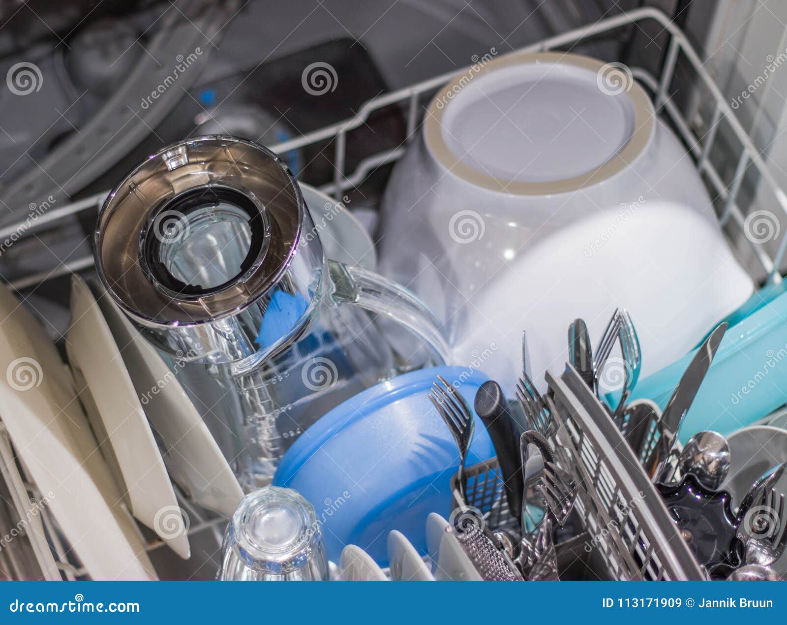 Open Dishwasher with Clean Dishes Stock Image Image of blander