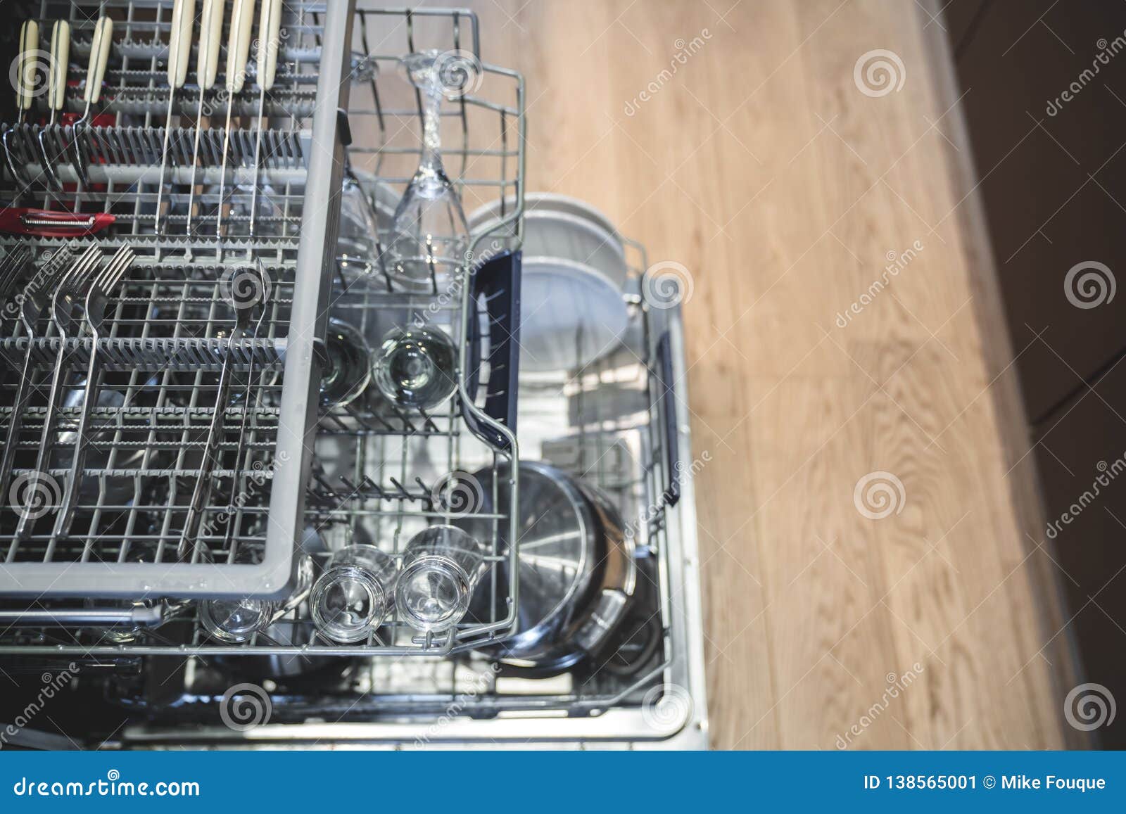 Open Dishwasher at Home Kitchen Stock Image Image of work, dishware