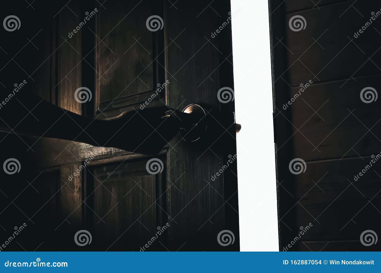 Open the Door in Dark Room To the Light Stock Photo Image of room