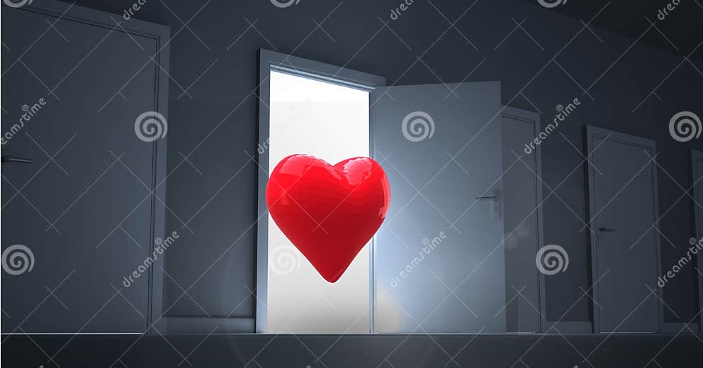 Open Door with Red Heart Shape Stock Photo Image of door, floating