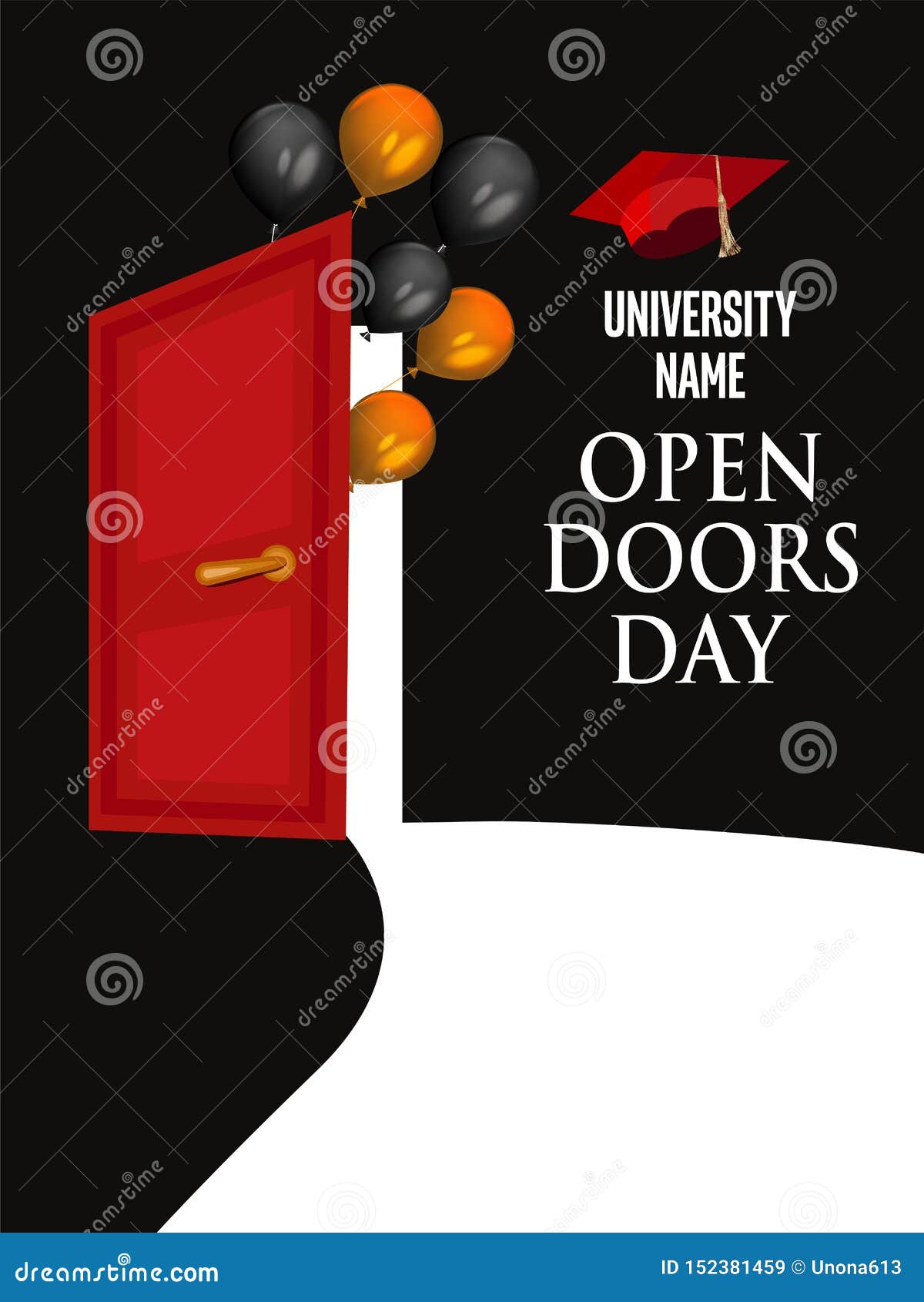 University Open Doors Day Poster. Stock Vector Illustration of study