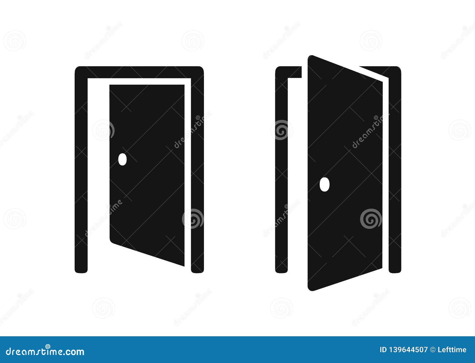 open doors push or pull simple black icons
