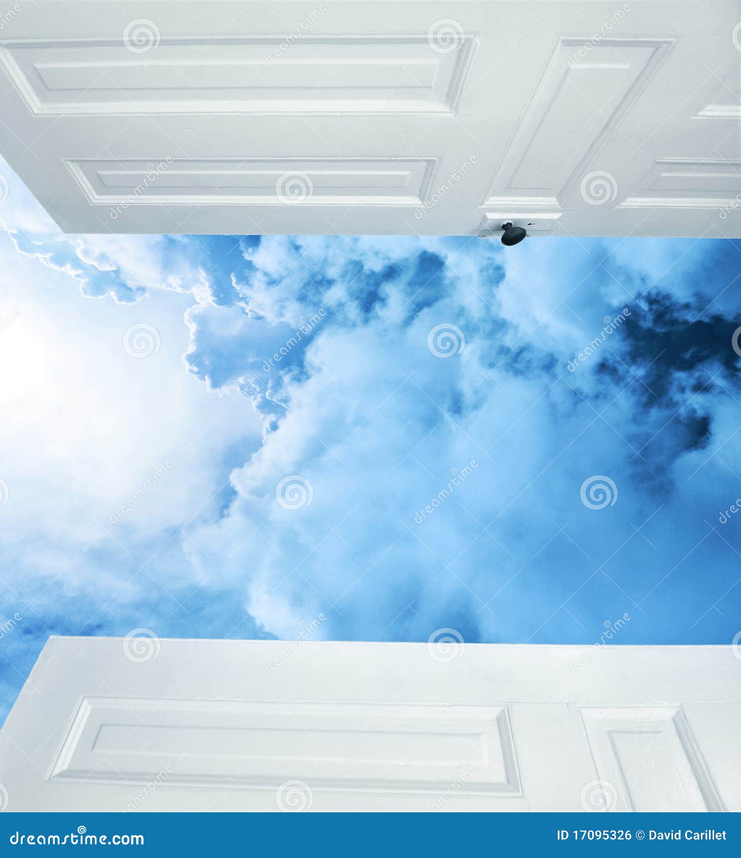 Open Doors To Dreamy Blue Clouds Stock Photo Image of fantasy