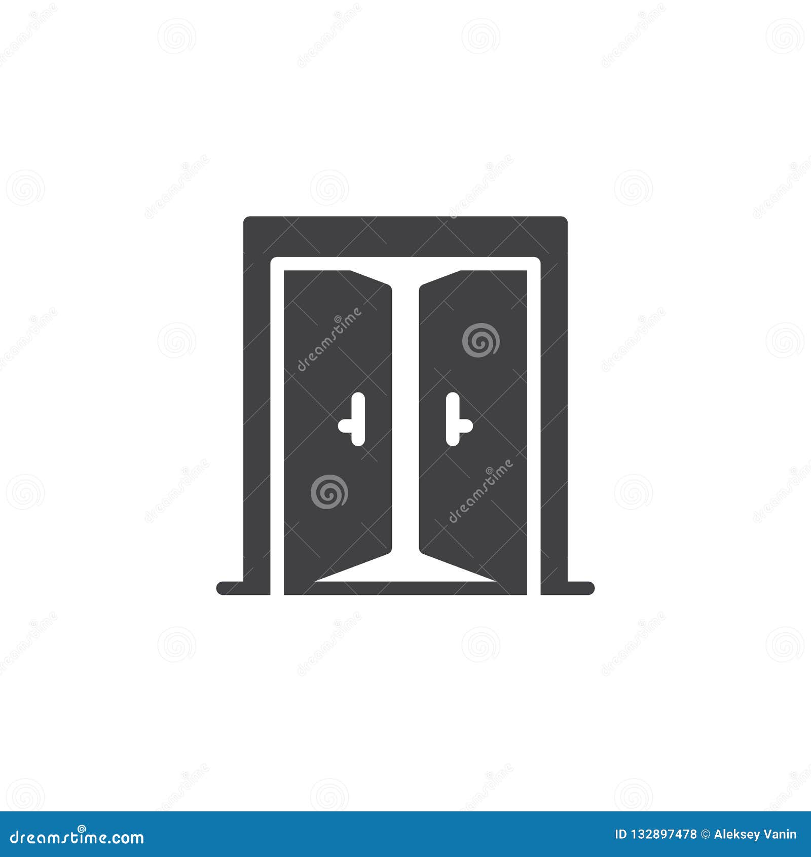 Open Double  Door  Vector Icon Stock Vector Illustration 