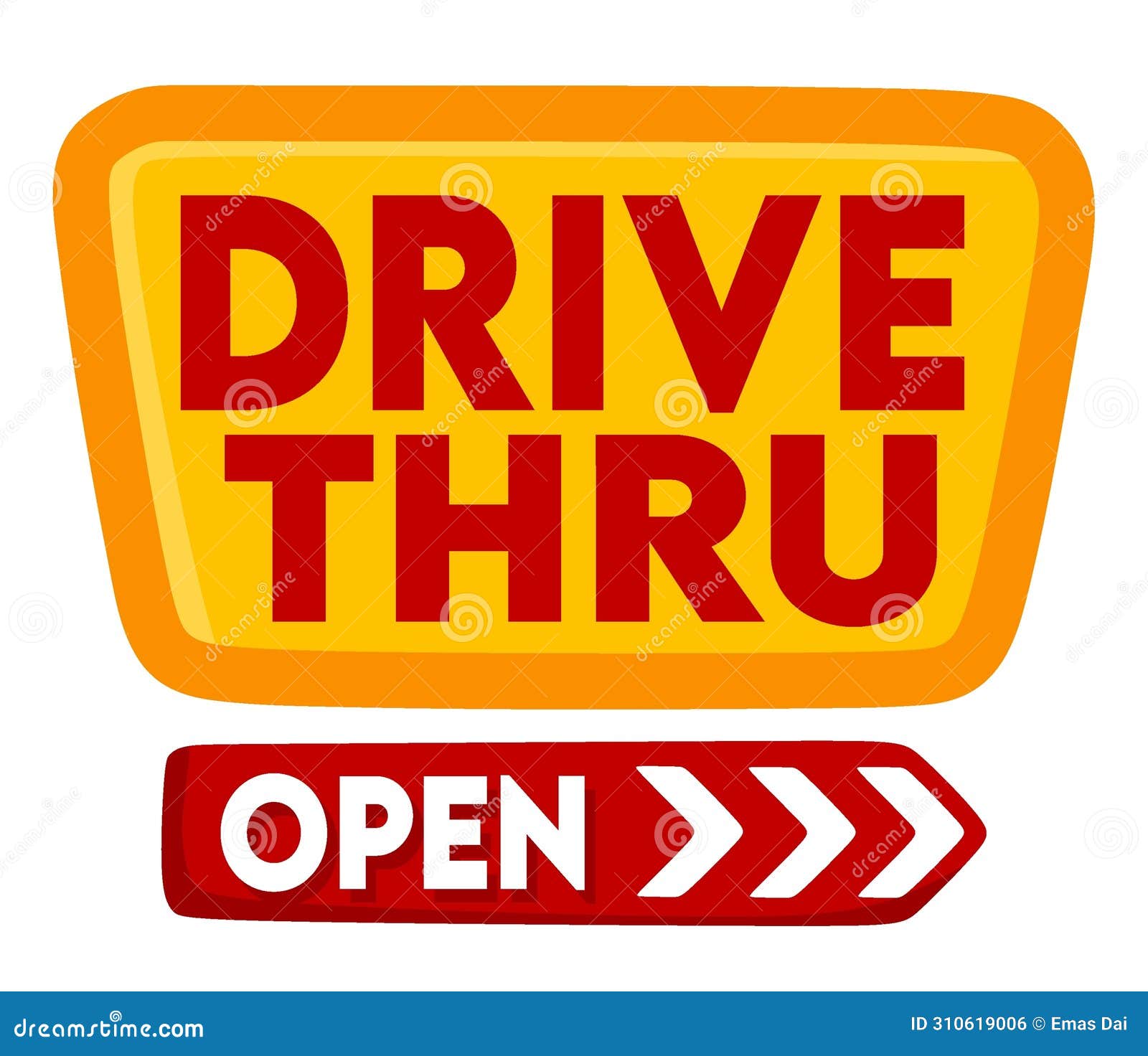 Open drive thru 24 hour stock illustration. Illustration of arrow