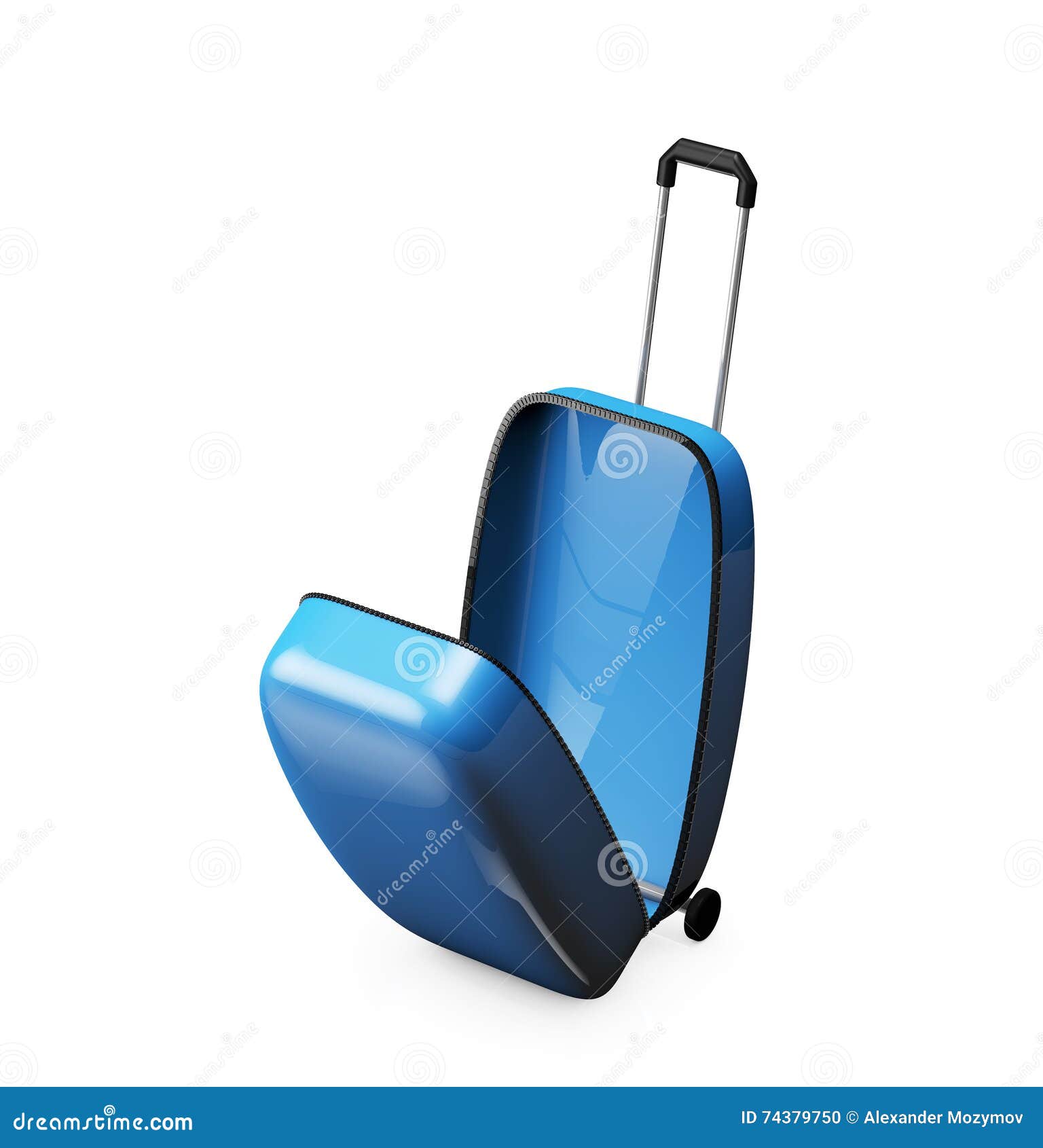 Open Empty Blue Suitcase Top View Stock Illustration - Illustration of ...
