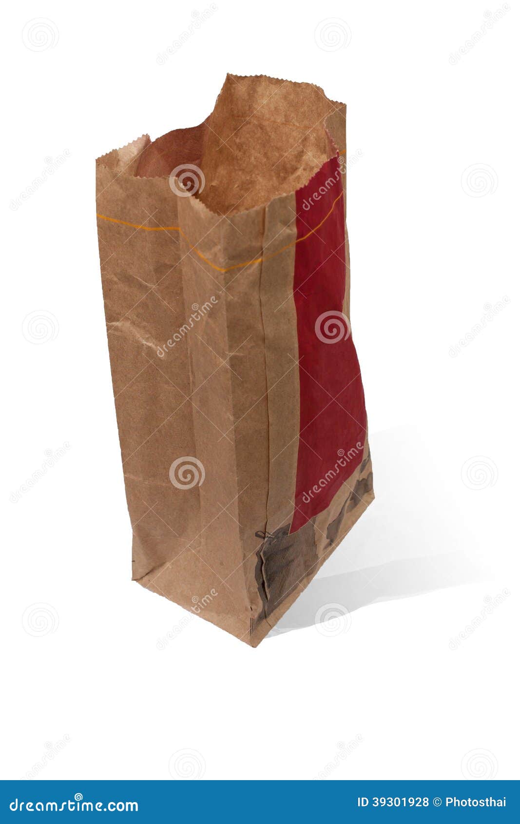 French Fries In A Brown Kraft Paper Bag Isolated On A White