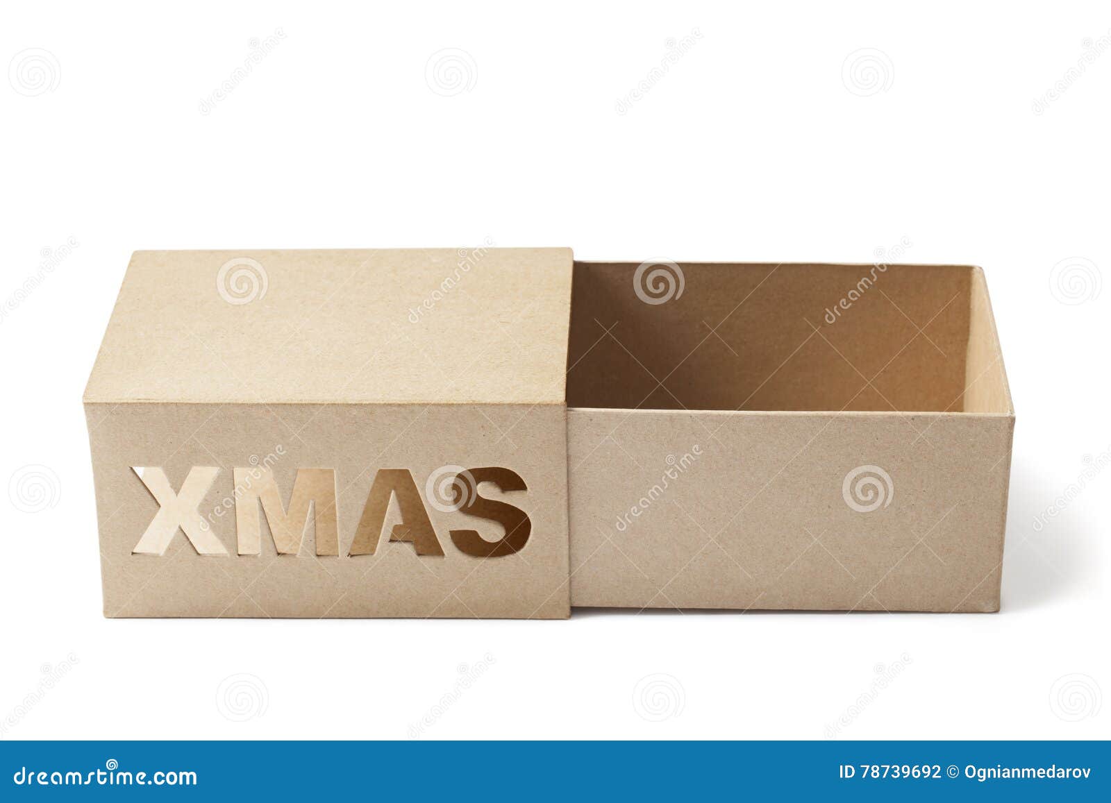 Open Empty Christmas Gifts Box on White Stock Photo Image of