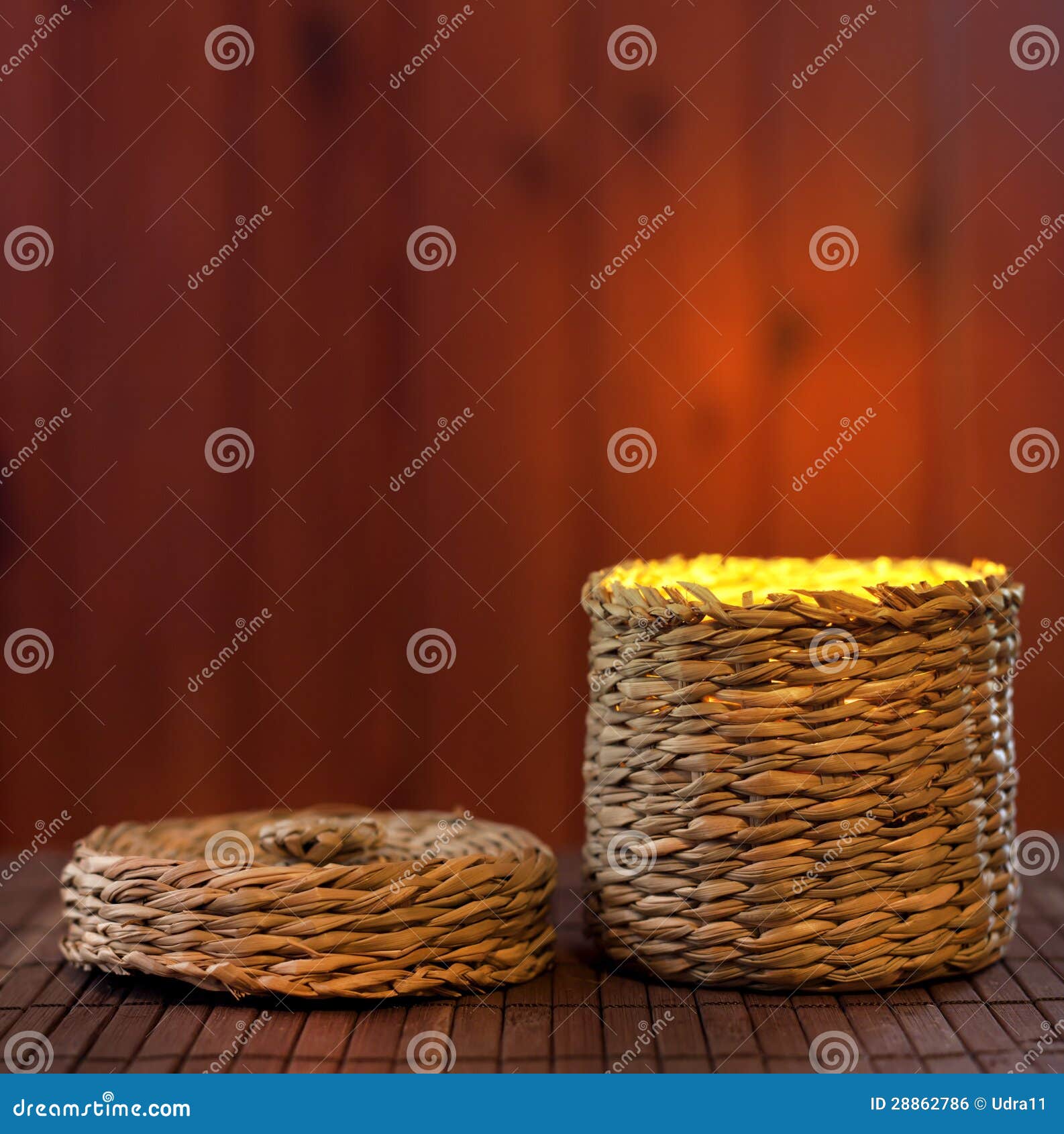 Open Empty Gift Basket Box Retro Background Stock Photo Image of