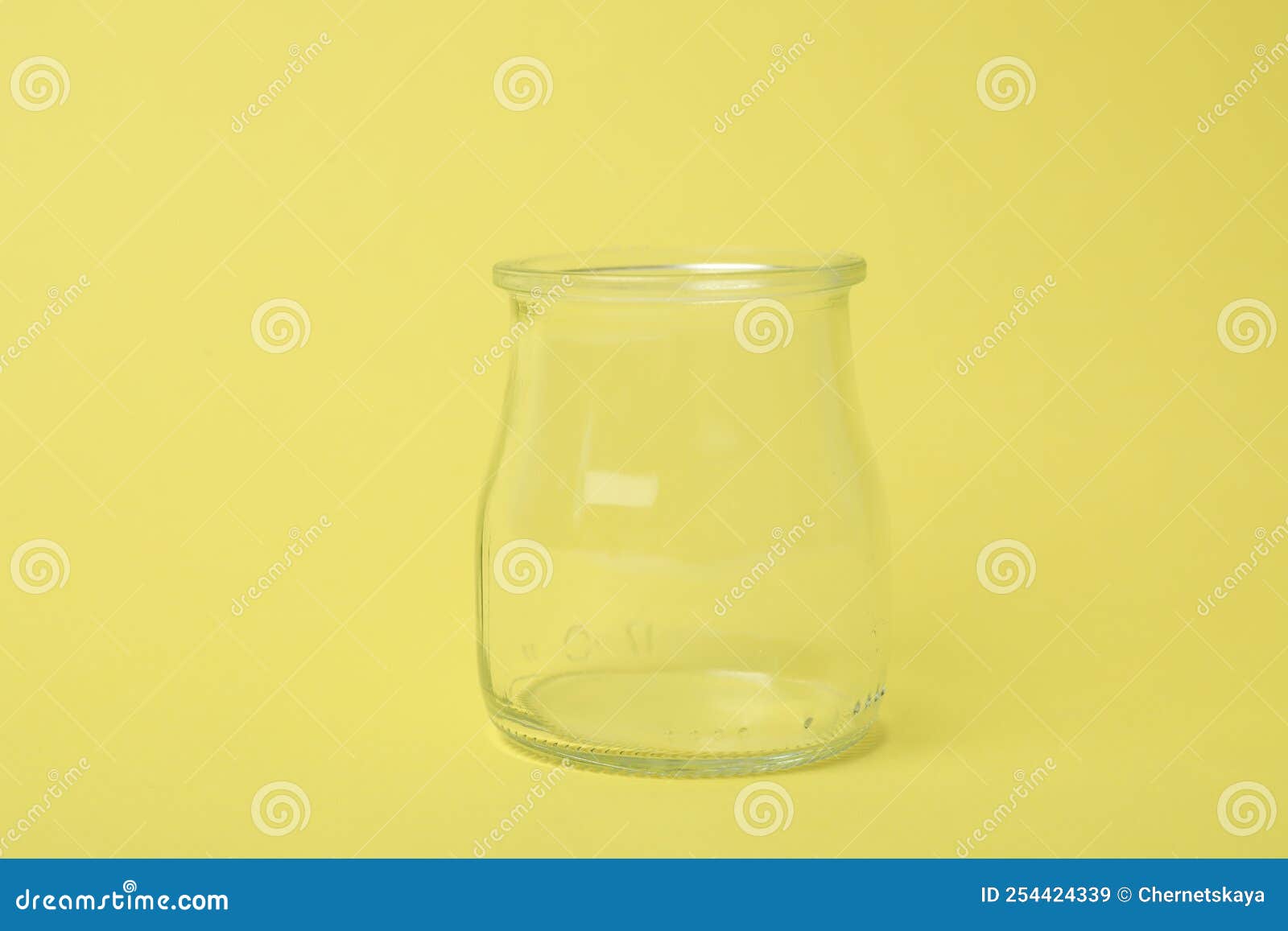 Open Empty Glass Jar on Yellow Background Stock Image Image of