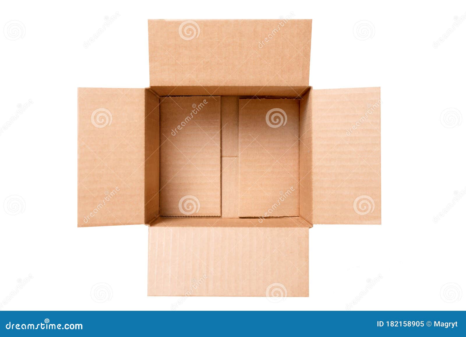 Download Open Empty Rectangular Cardboard Box Isolated On White Background. Mockup For Design And ...