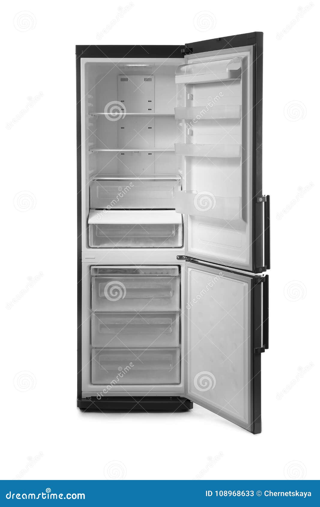 Open Empty Refrigerator On Background Stock Image - Image of fridge