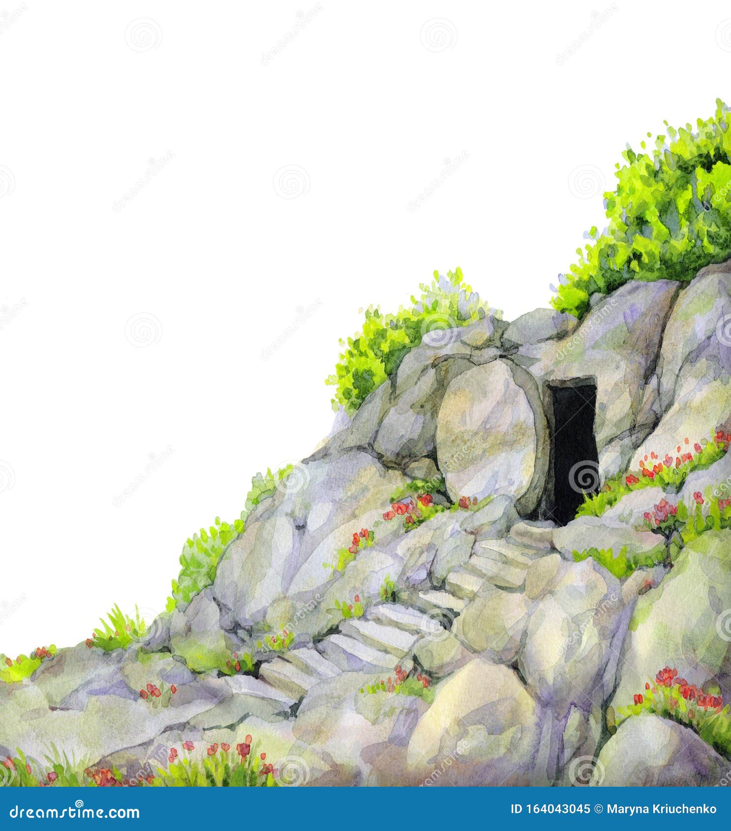 open empty tomb. watercolor painting