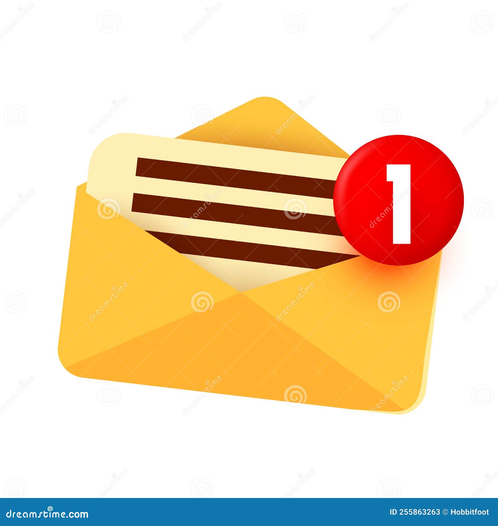 Open Envelope Icon with Notification Number Alarm Symbol Isolated on