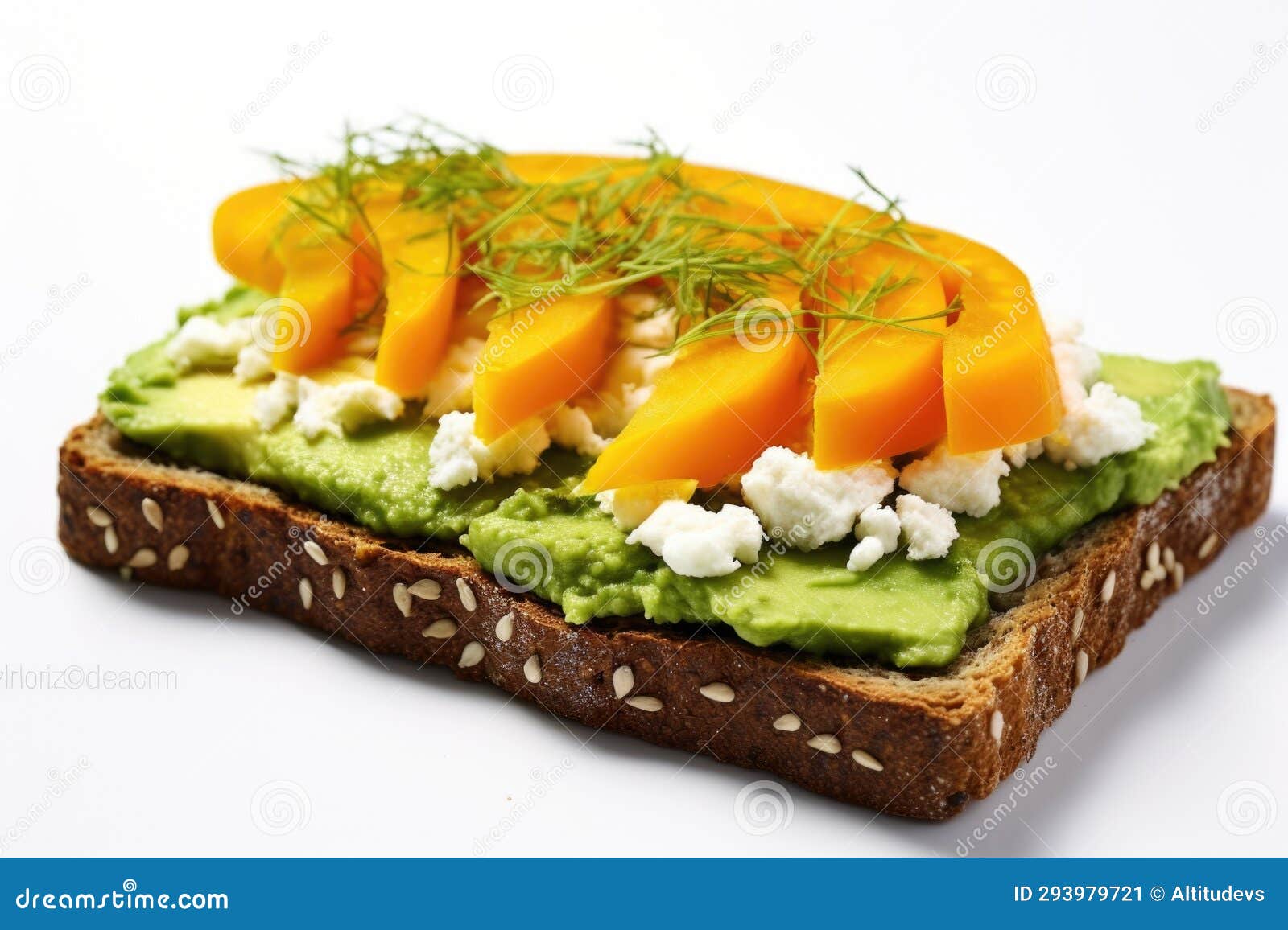 An Openfaced Lobster Toast Sandwich On A Light Blue Plate Stock Photo