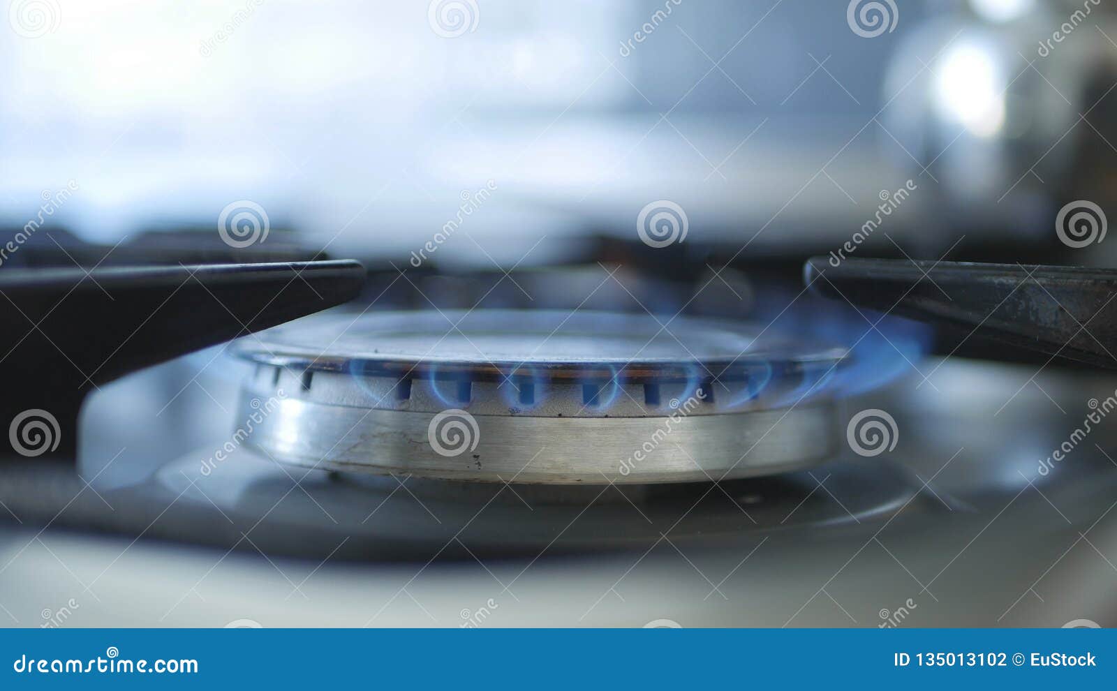 open fire on a calor gas in a home kitchen