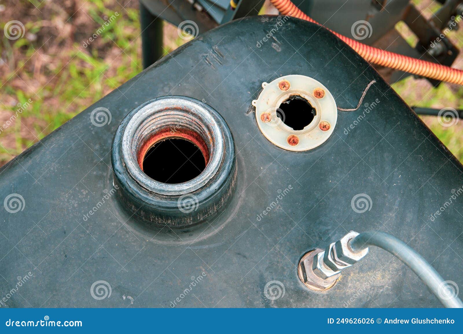 Open Fuel Tank with Rusty Neck Stock Photo Image of petrol, flow