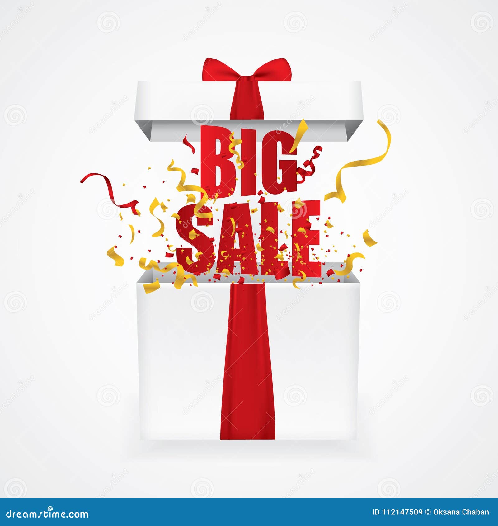 Open Gift Box with Big Sale Stock Vector Illustration of gift, flat