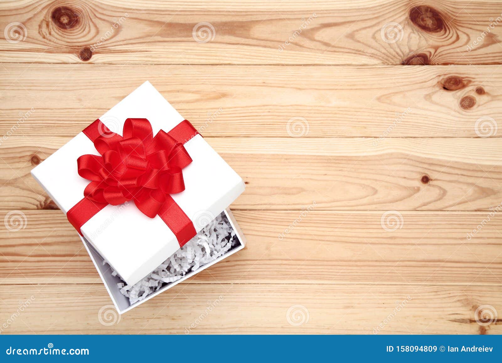 Gift Box with Shredded Paper Stock Image Image of package, present