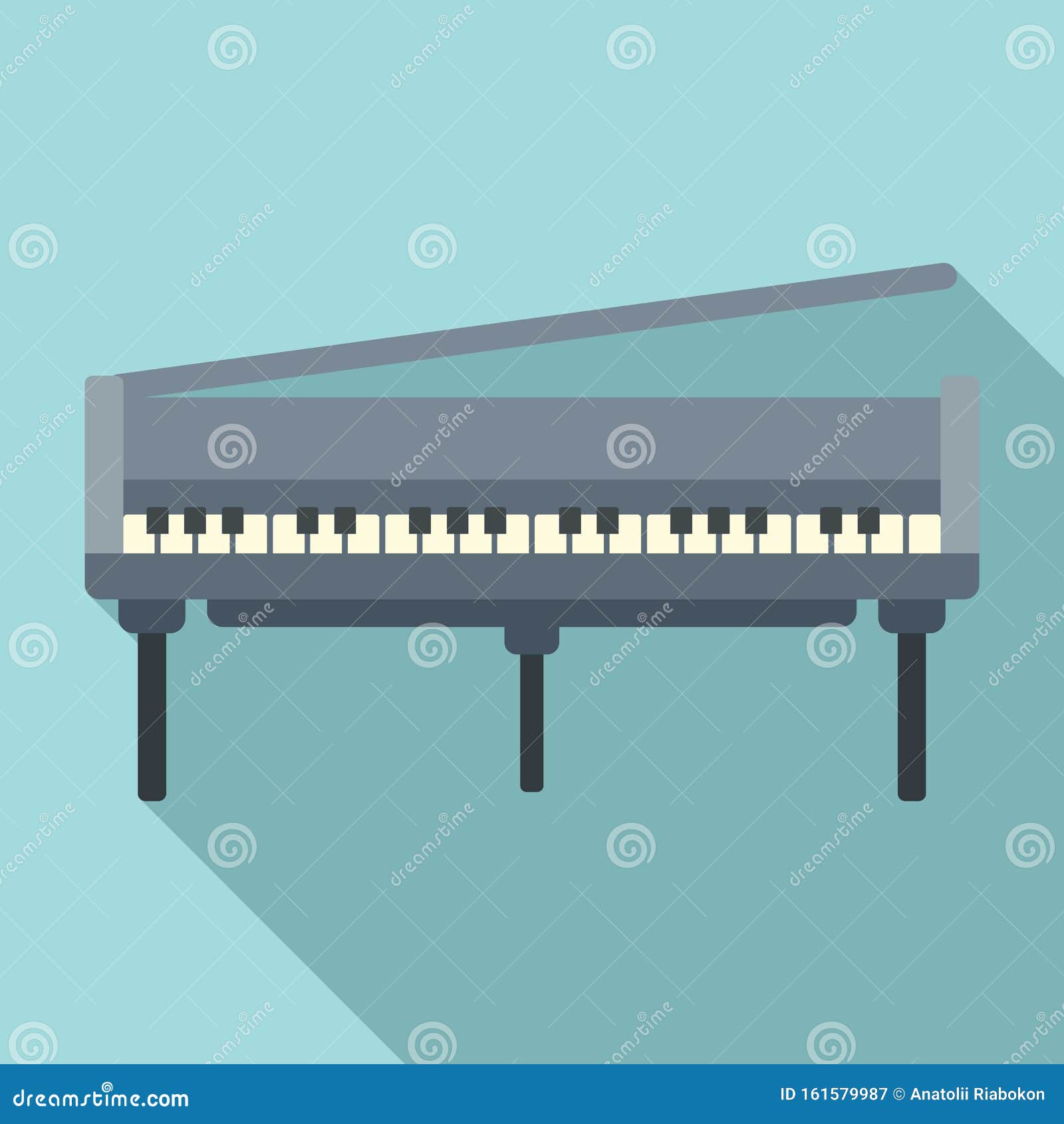 Open Grand Piano Icon, Flat Style Stock Vector - Illustration of ...