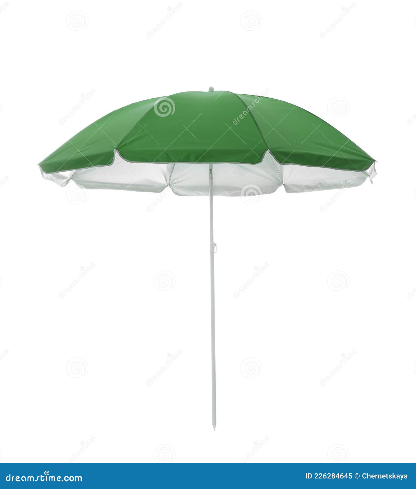 Open Green Beach Umbrella Isolated on White Stock Image Image of