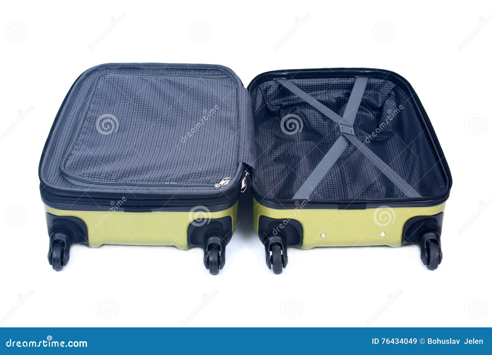Open Green Hardshell Luggage Stock Image Image of case, recreation