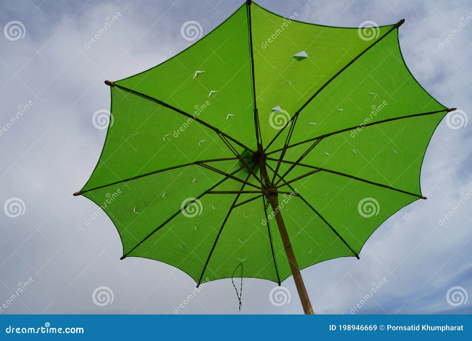 Open Green Umbrella with Mist in Background Stock Image Image of black, rain 198946669
