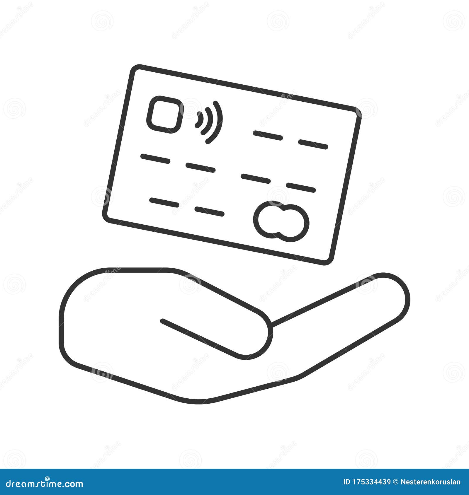 Open Hand With Credit Card Linear Icon Stock Vector ...