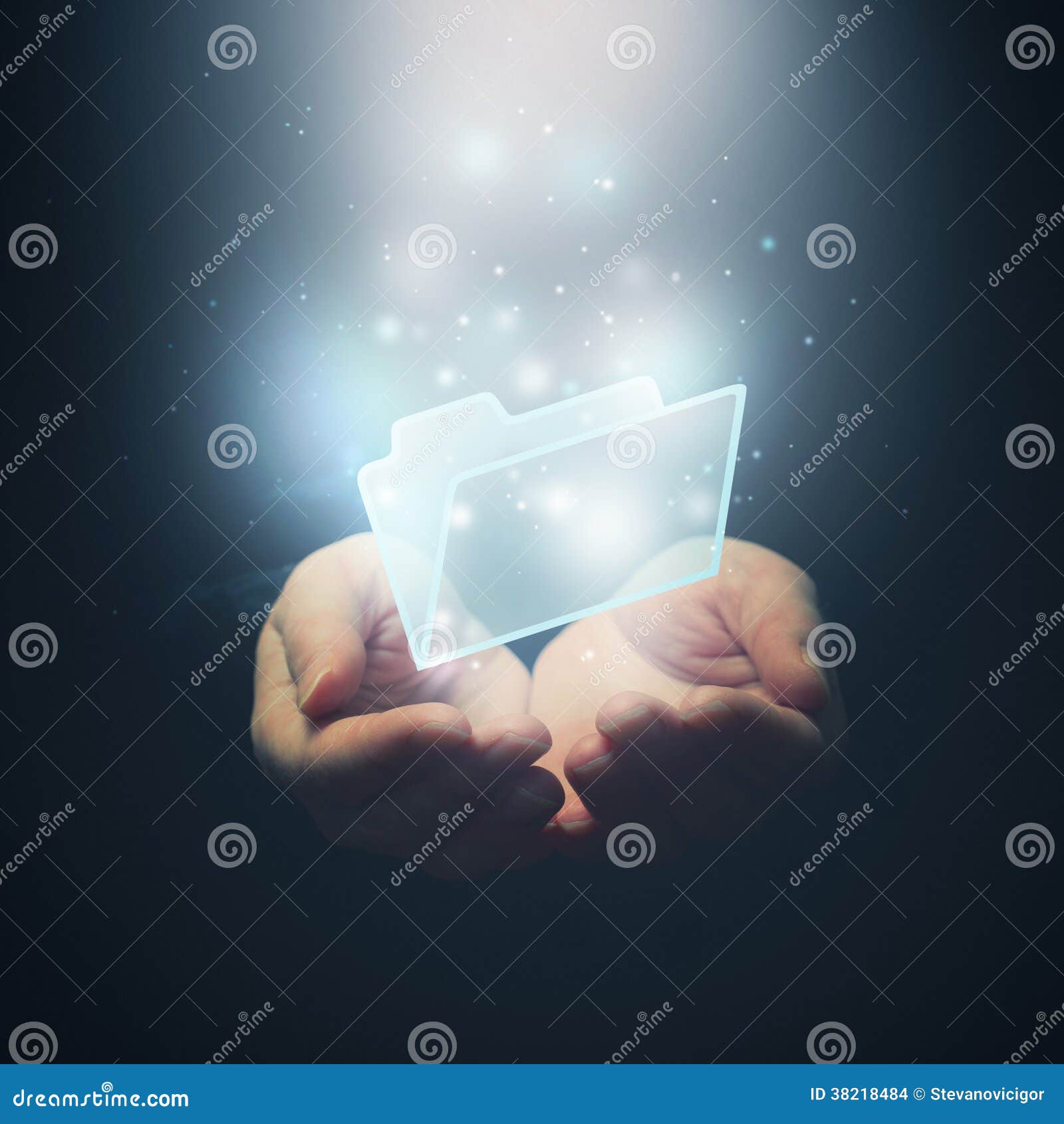 open hands with file document file folder. file download concept