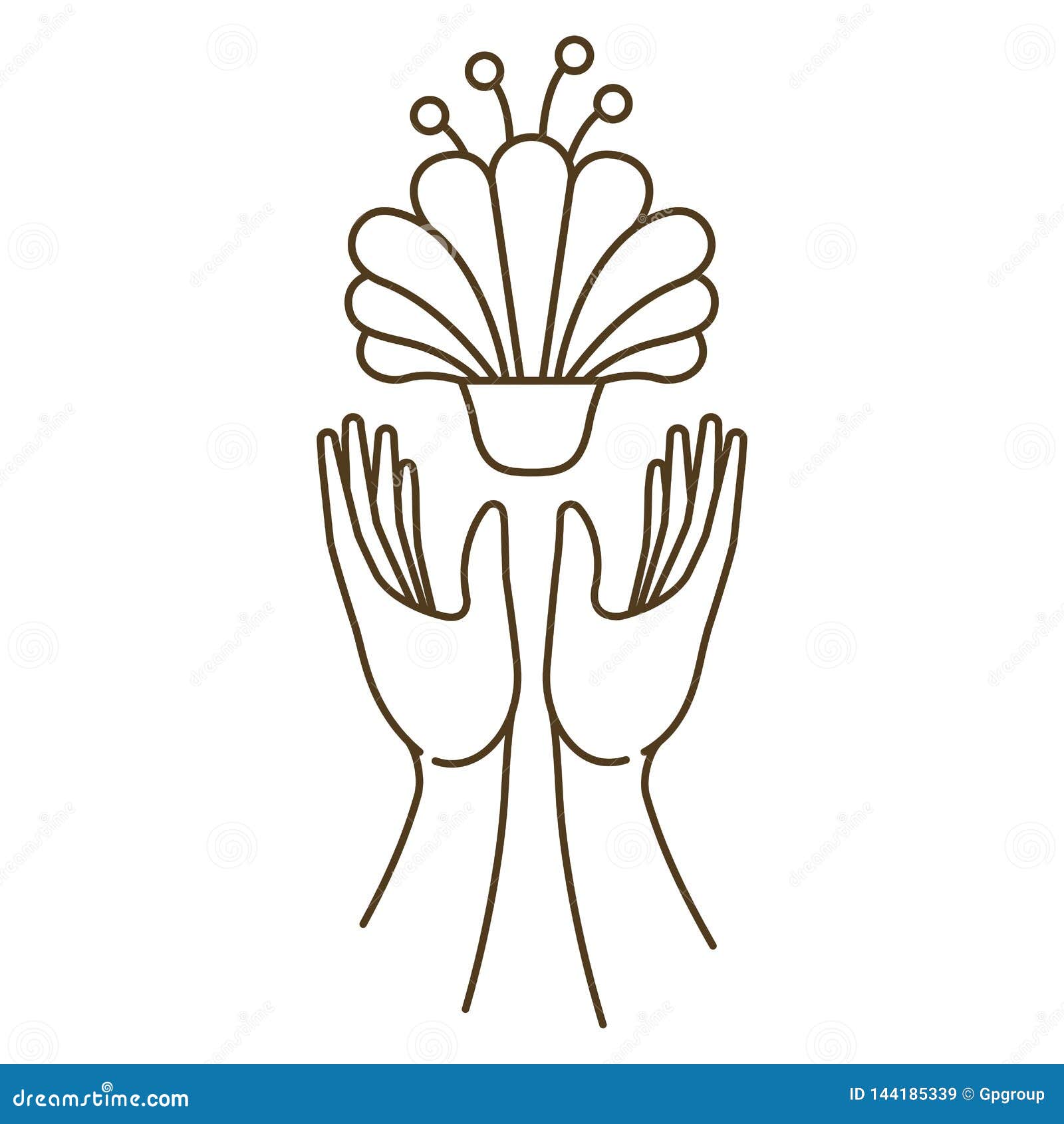 Open Hands with Flower Isolated Icon Stock Vector - Illustration of ...