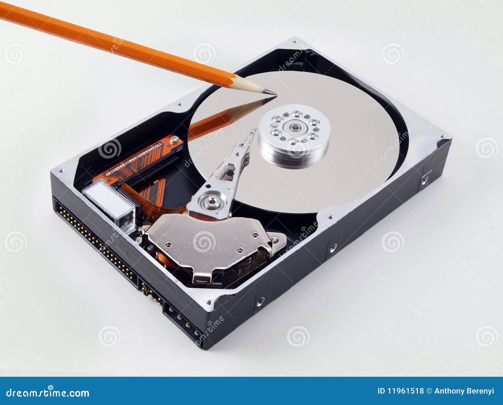 Open Hard Drive Angled Pencil Point Stock Photo Image of capacity