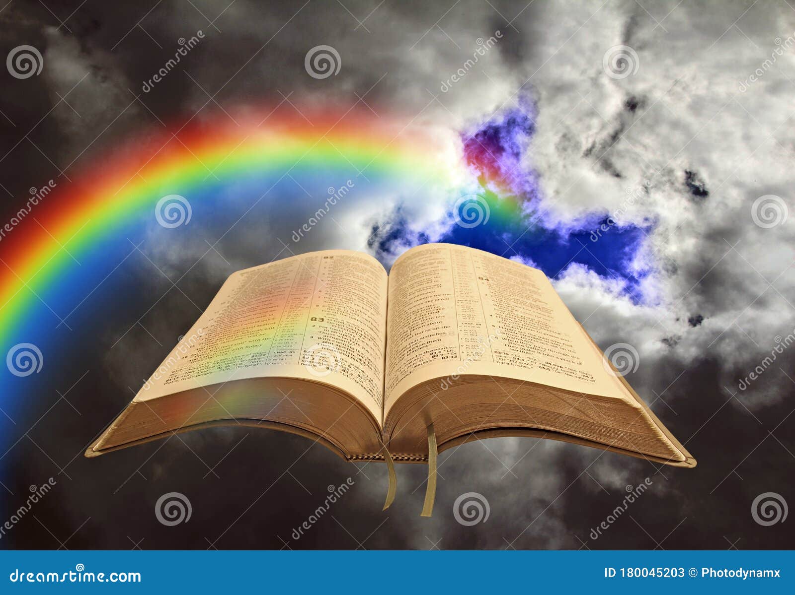 Open Holy Bible Word of God Rainbow Sky Clouds Storm Stormy Skies ...