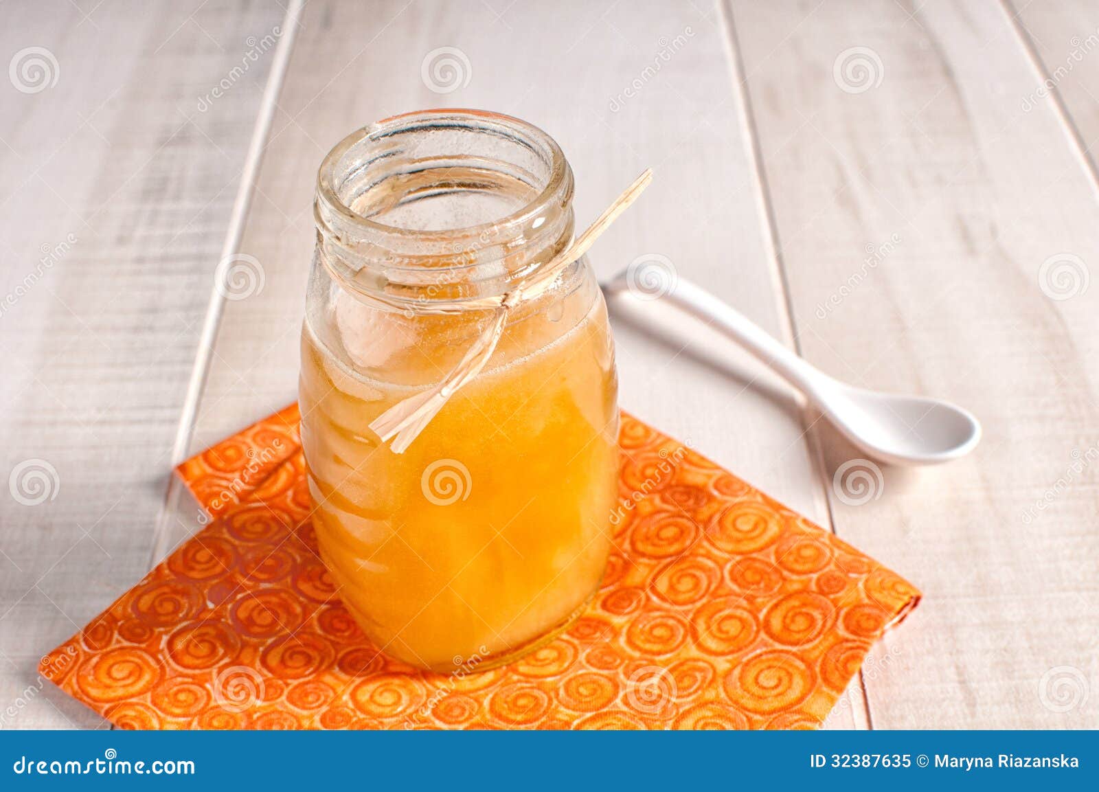Open honey jar and spoon stock image. Image of ingredient 32387635