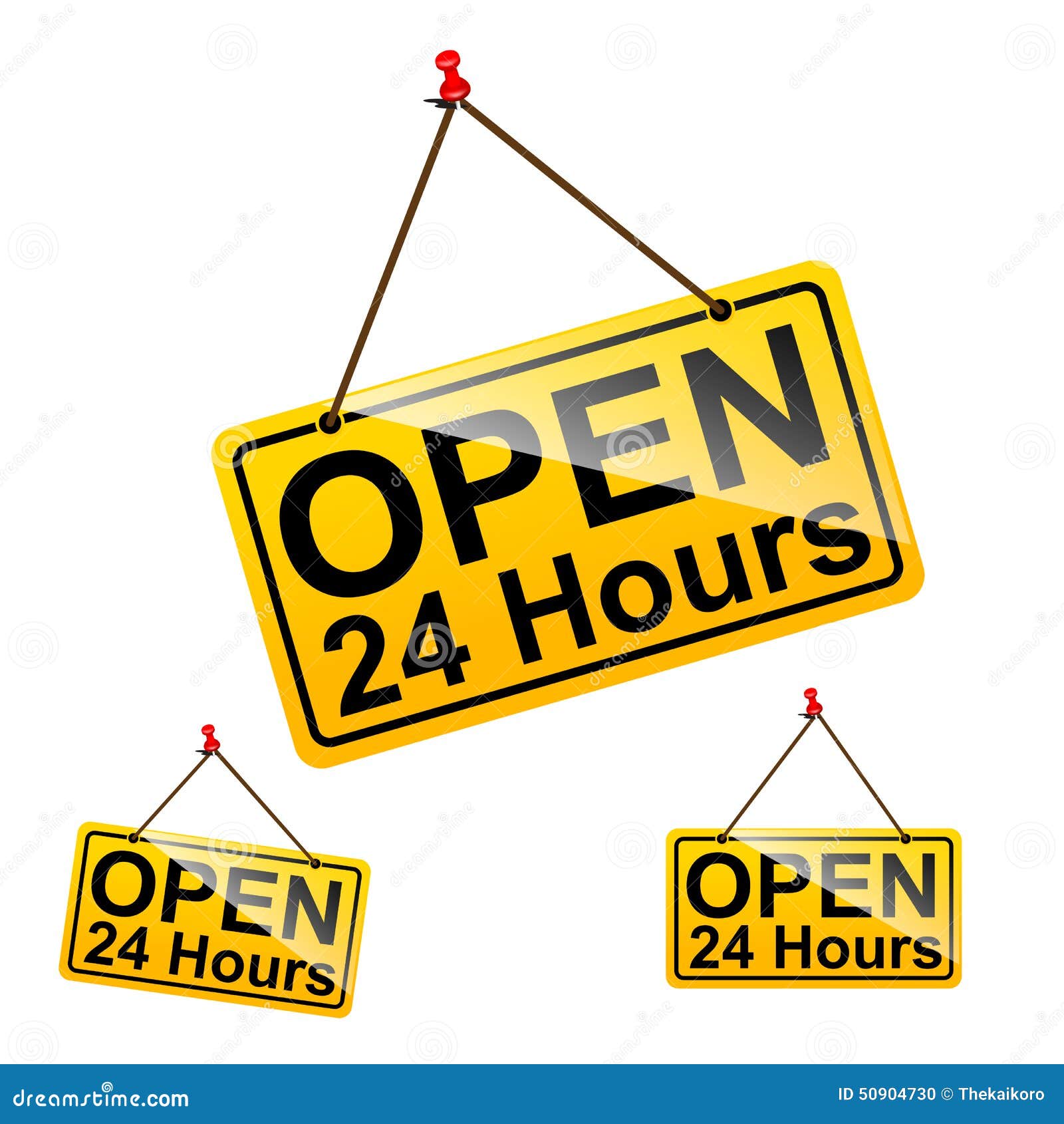 Open 24 Hours Sign Message Symbol Stock Vector Illustration of delivery, work 50904730