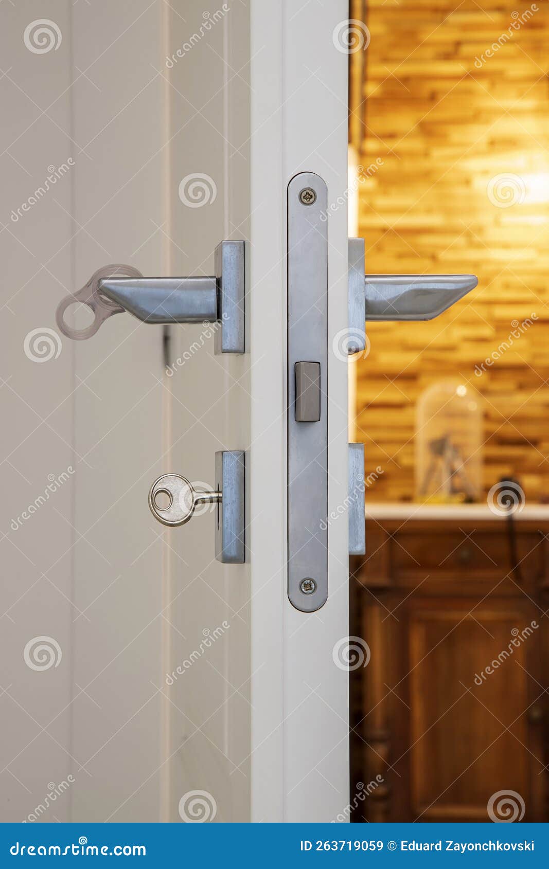 Open Interior Door with Handle, and Fitting Stock Image Image of exit