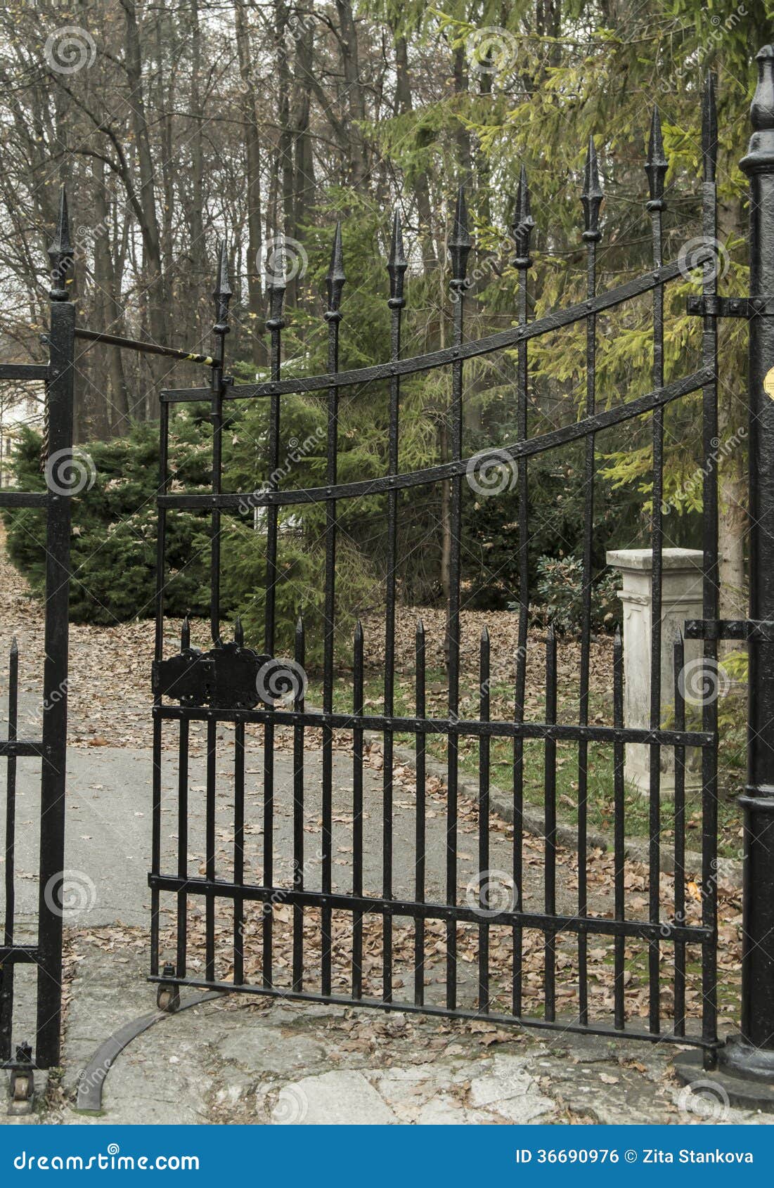Open iron gate stock photo. Image of historic, trees - 36690976, image size:1101x1690