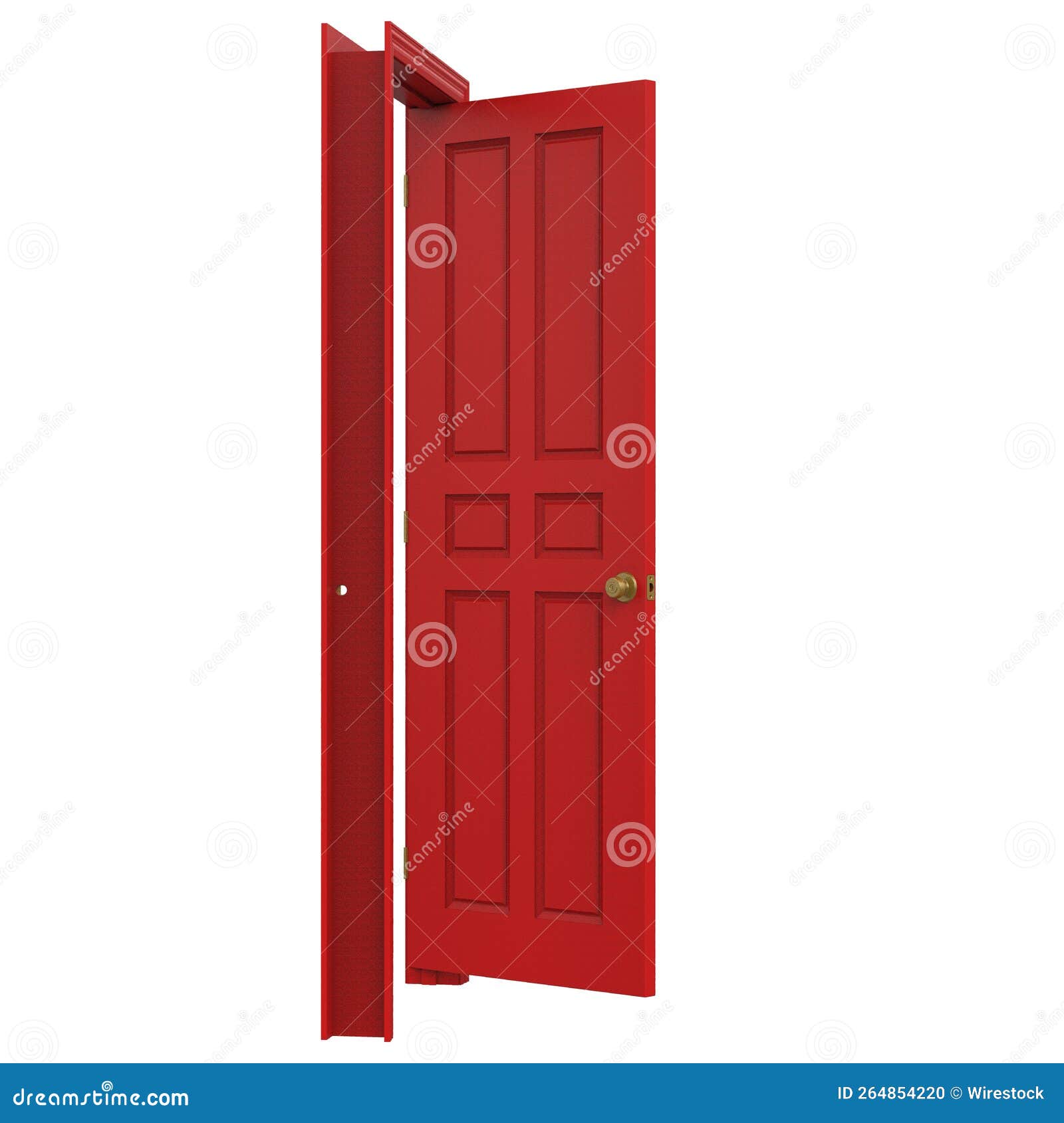 Open Isolated Red Door Closed 3d Illustration Rendering Stock
