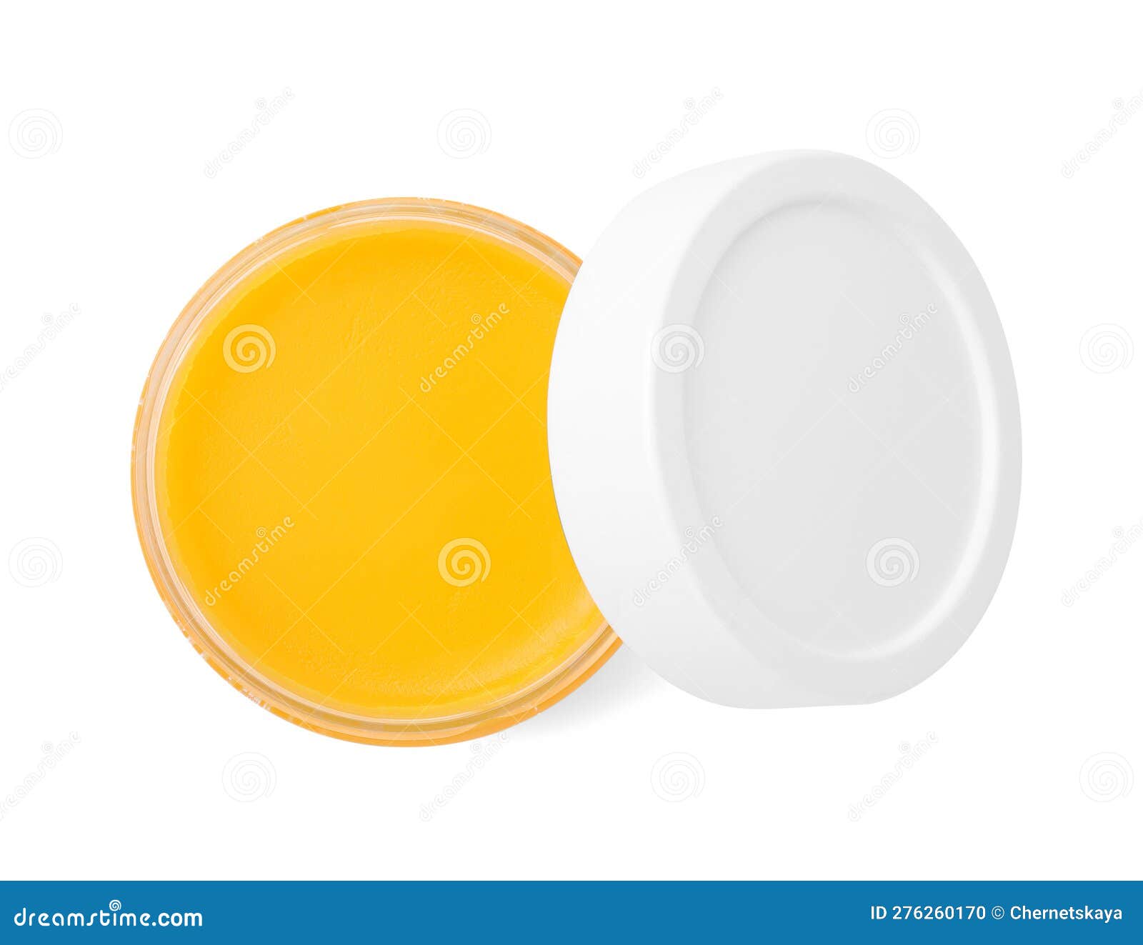 Open Jar of Petrolatum Isolated on White, Top View Stock Photo Image