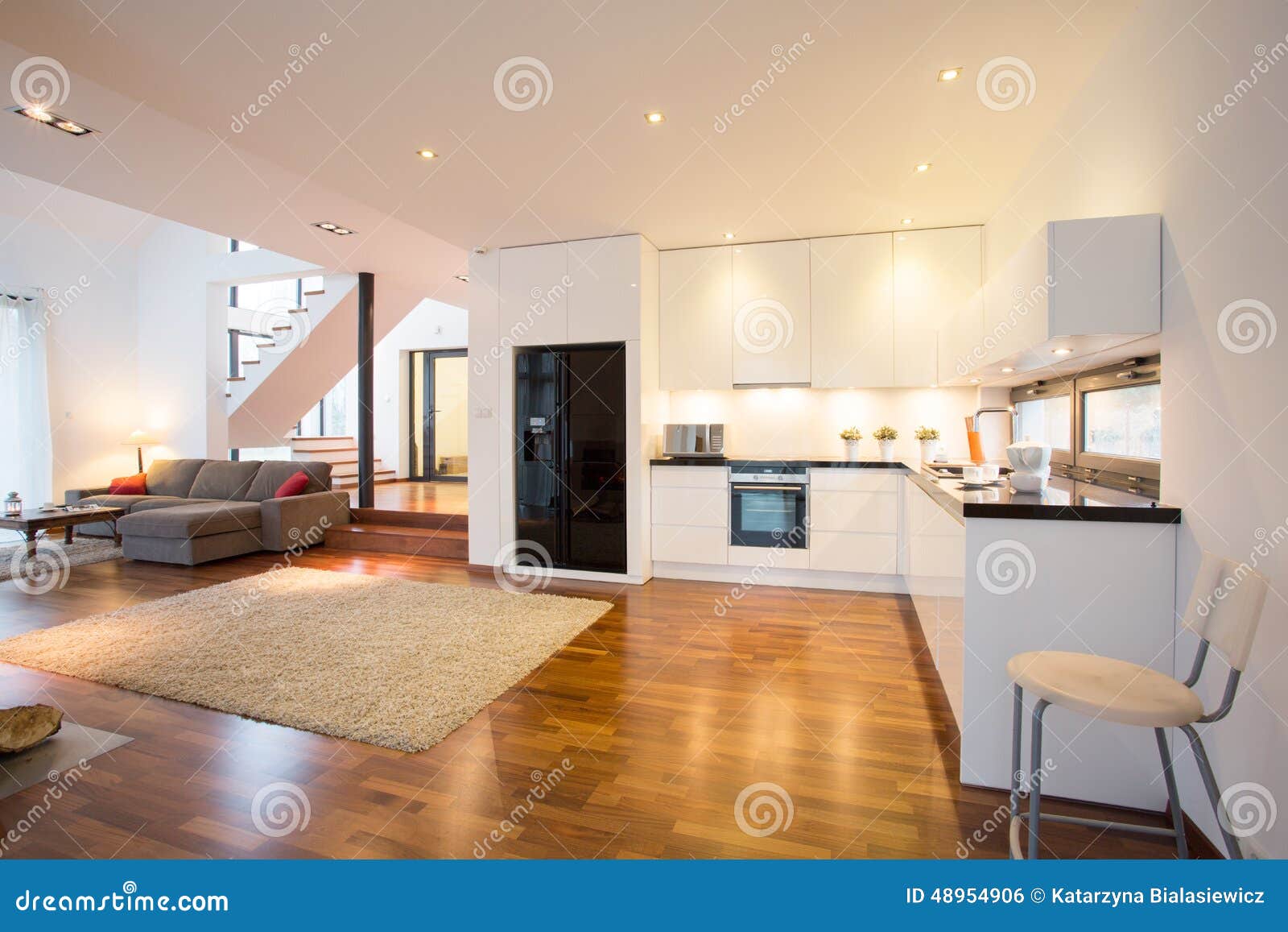 Open Kitchen and Drawing Room Stock Photo Image of decoration, house
