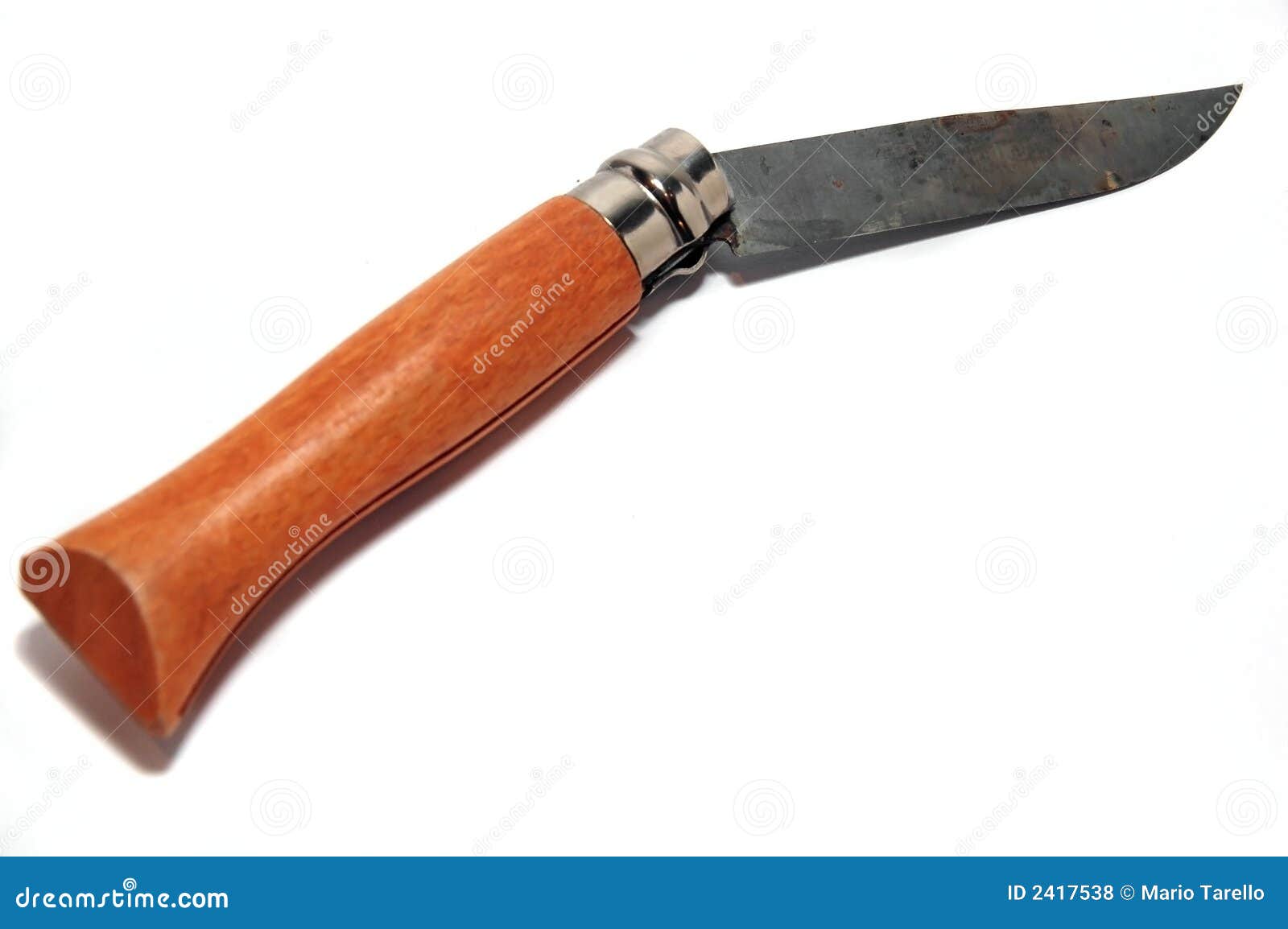Open Knife with Wooden Handle Stock Photo Image of serrated