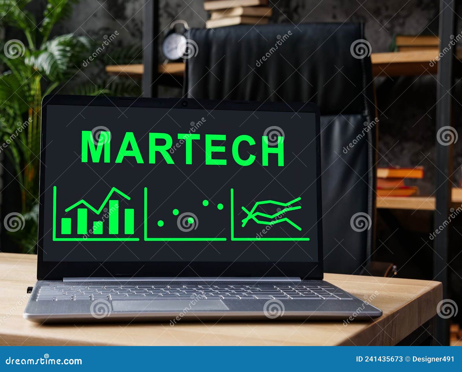 an open laptop with martech marketing technology data.