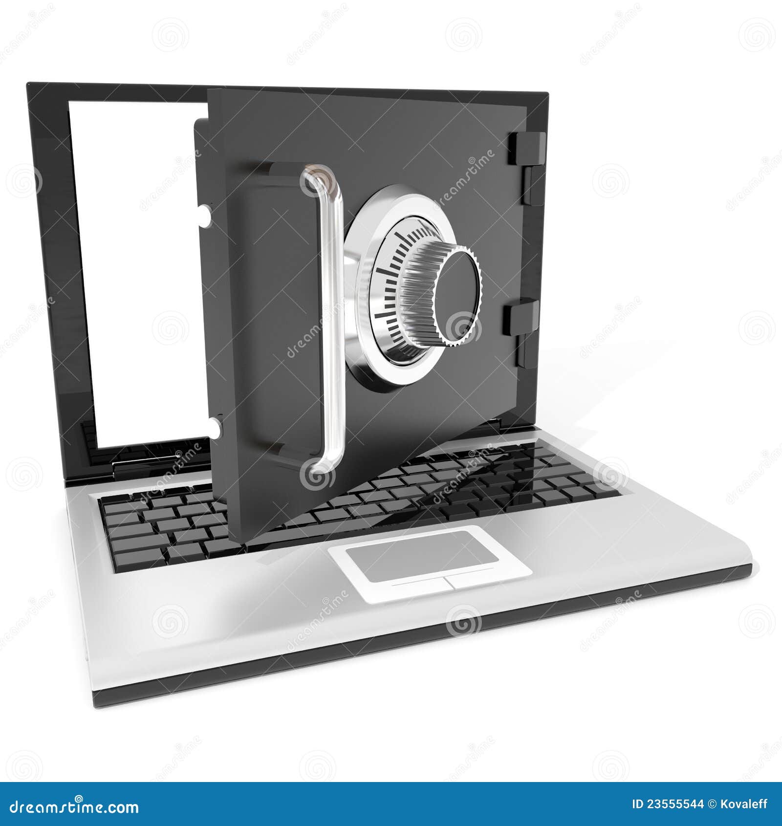 Open laptop safe. stock illustration. Illustration of hacking 23555544