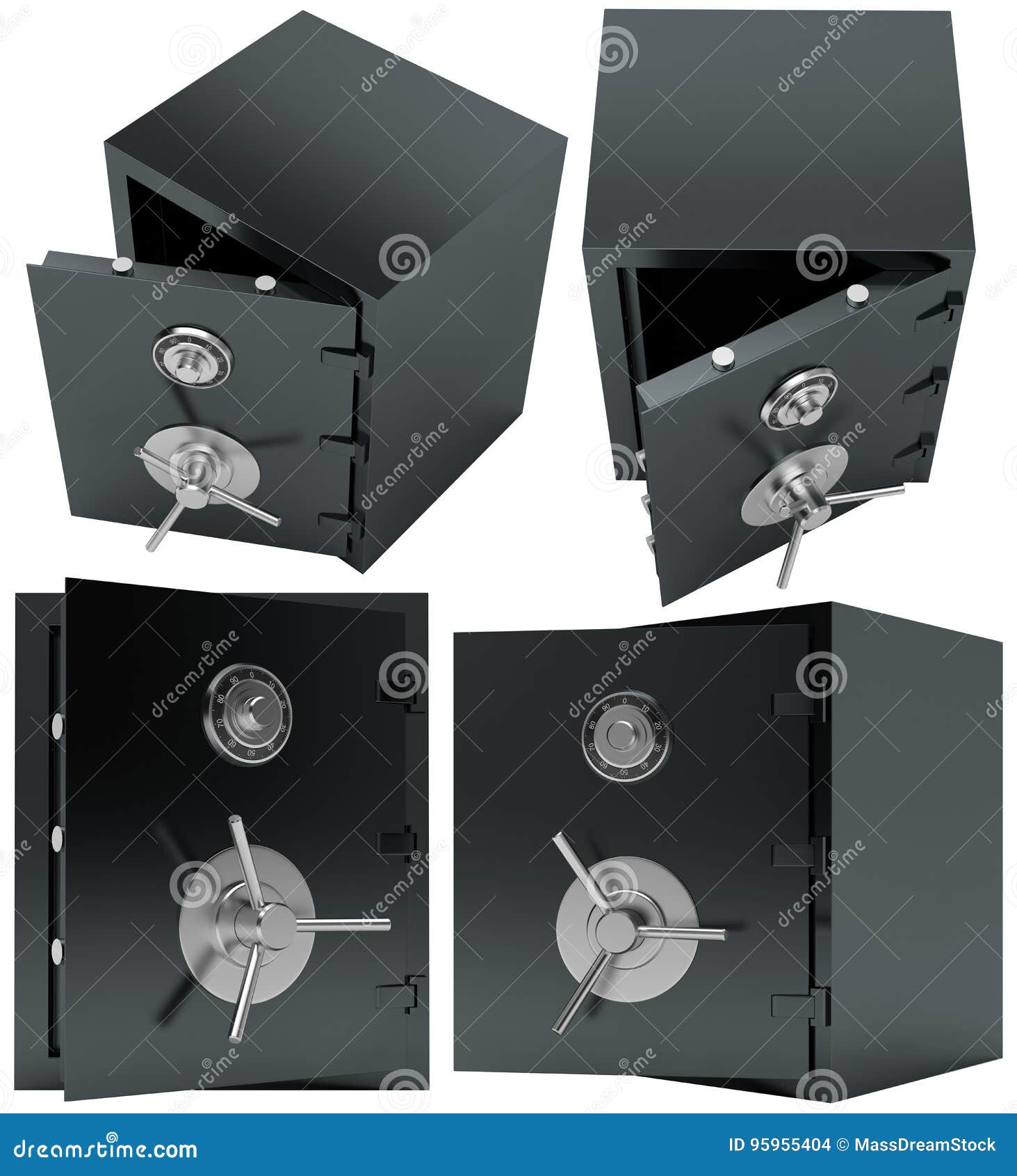 Open metal bank safe stock illustration. Illustration of isolated 95955404