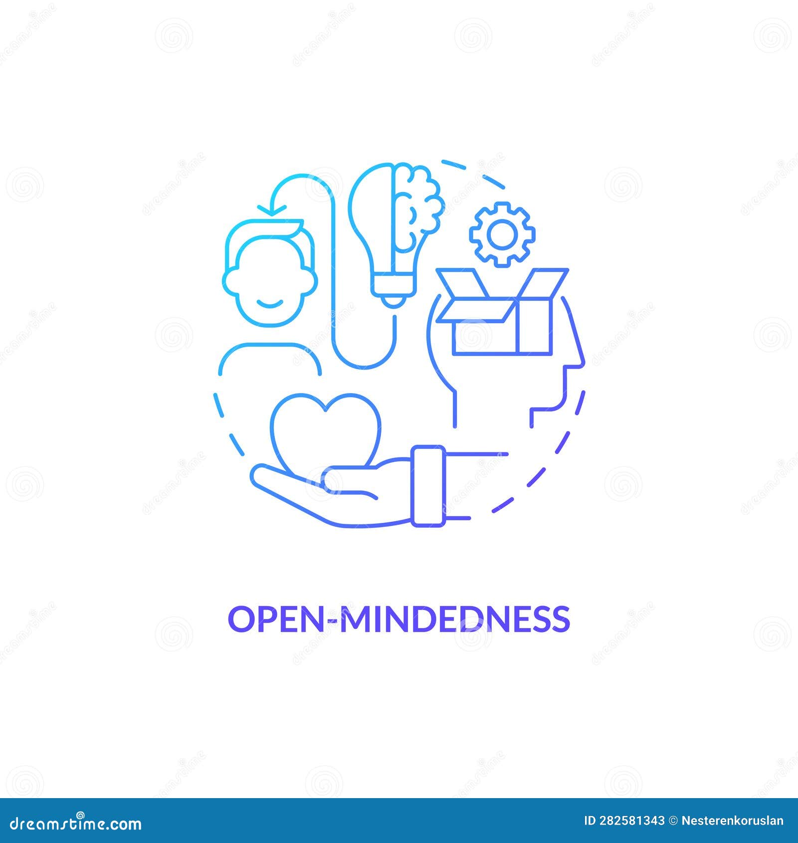 Open Mindedness Blue Gradient Concept Icon Stock Vector Illustration