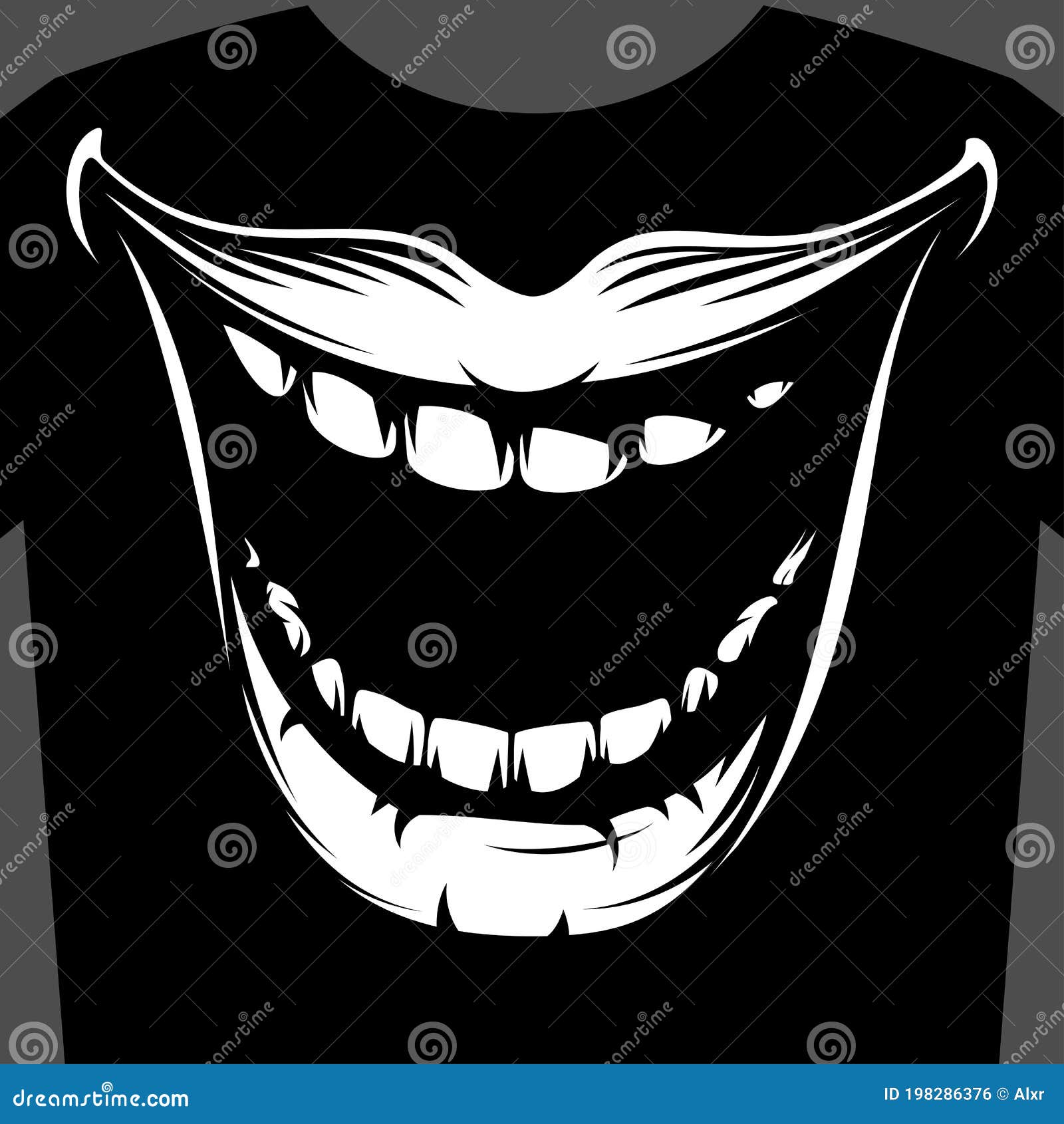 Open Mouth Teeth Evil Smile Reto Ink T Shirt Print Monochrome Stock Vector Illustration Of Teeth Stamp