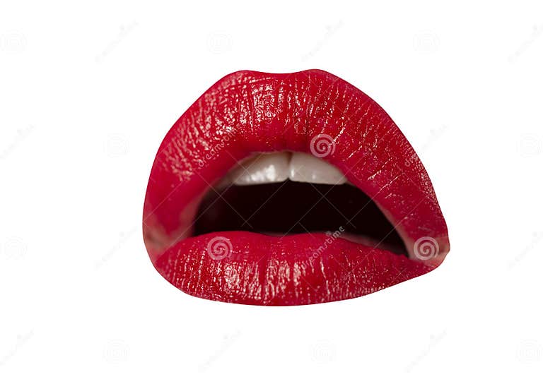 Open Mouth Woman Close Up Red Female Lips Sensual Open Mouth Isolated Lip Surprised Wow Icon