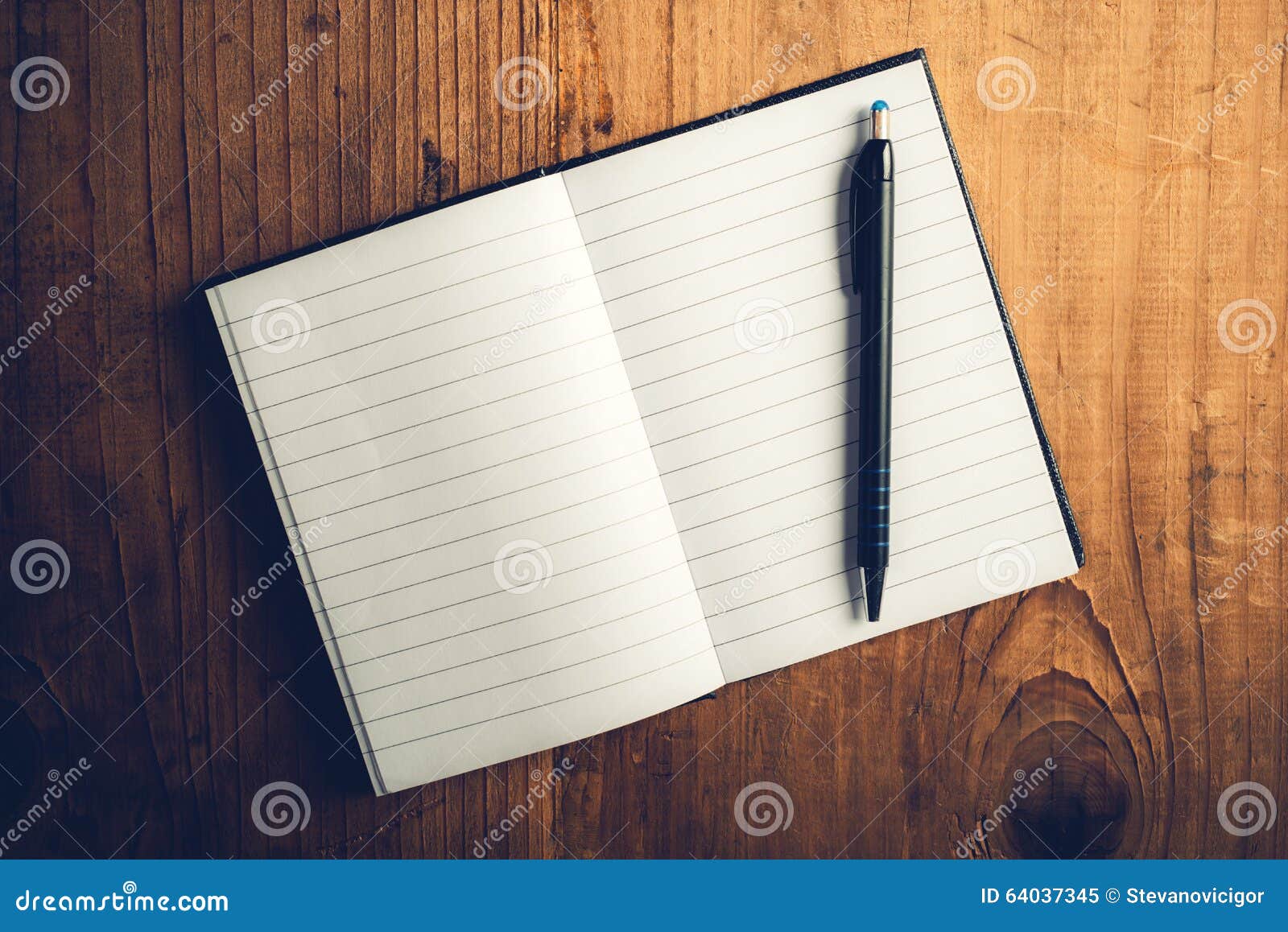 Open Notebook With Blank Pages And Pencil Stock Photo ...