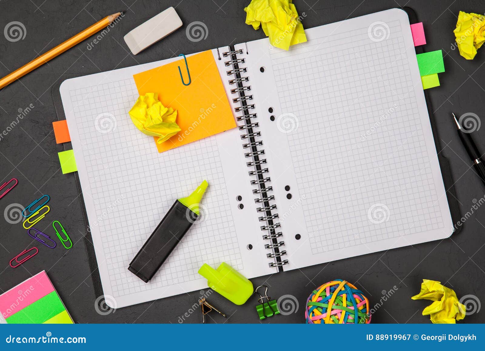 Open Notepad with Office Supplies Stock Image Image of memo