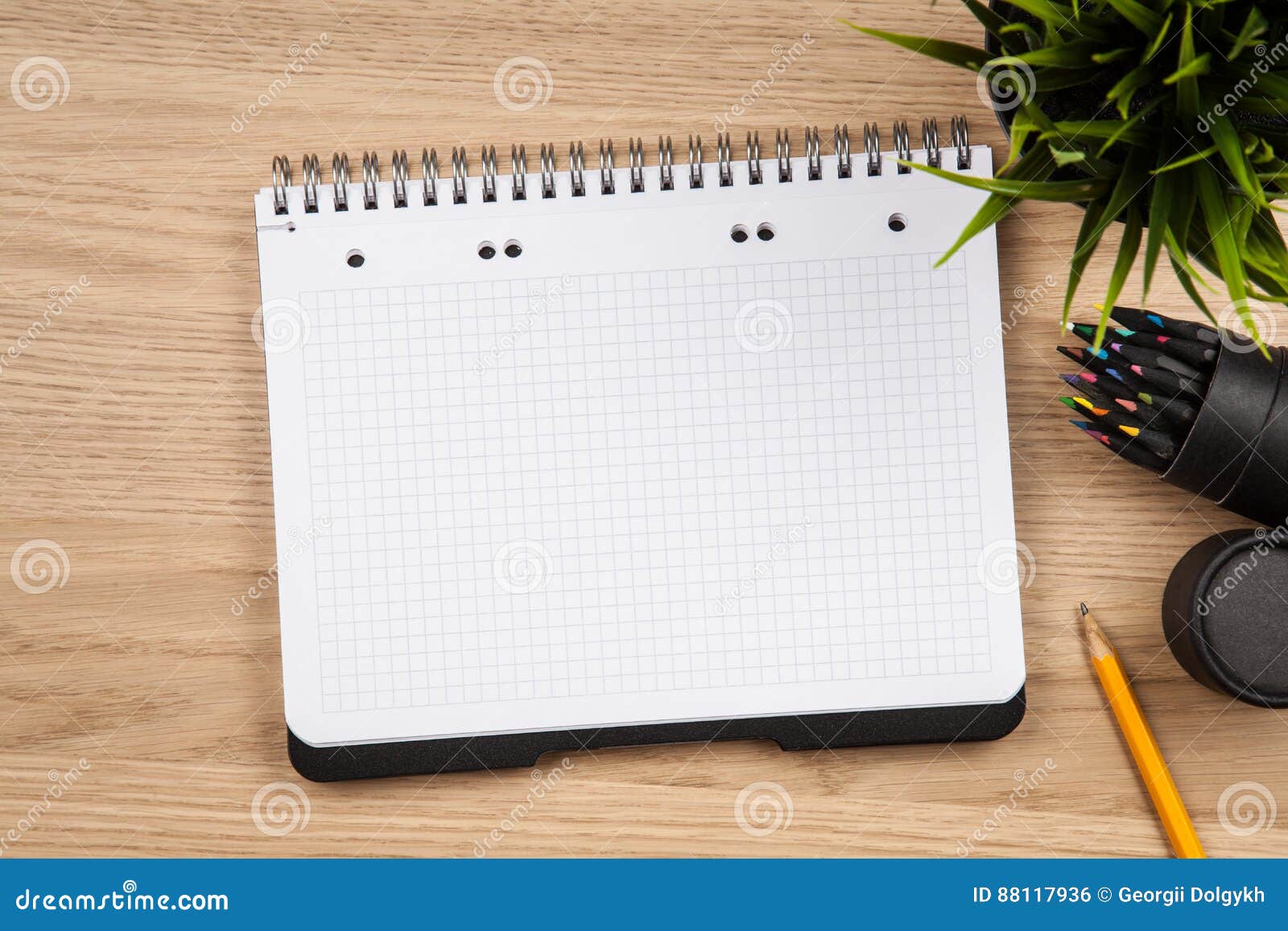 Open Notepad with Office Supplies Stock Photo Image of highlighter
